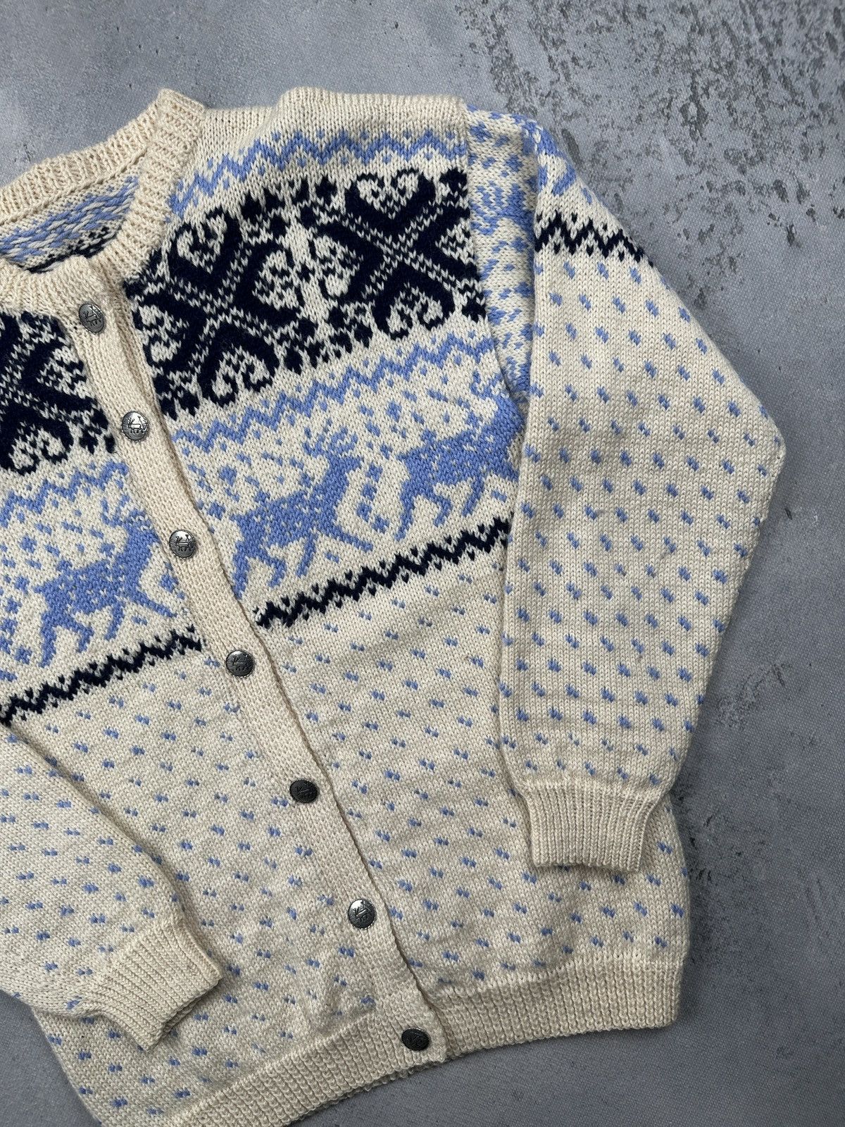 Dale Of Norway Vintage Norwegian Nordic Wool Cardigan Deer Button Folk Knit Size L / US 10 / IT 46 - 3 Thumbnail