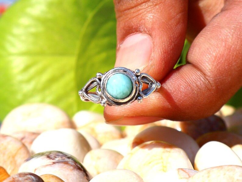 Handmade Handmade Larimar Ring, 925 Sterling Silver Ring, Women Gifts Size ONE SIZE - 5 Thumbnail