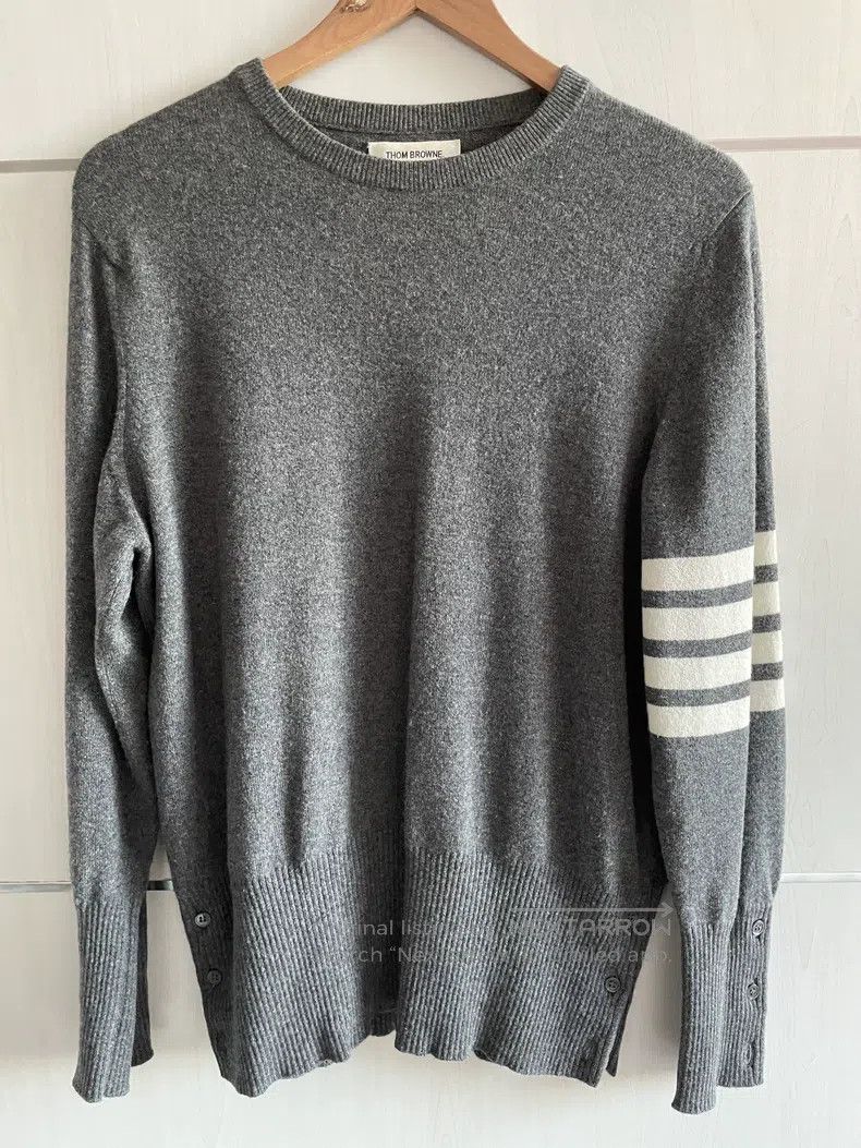 Thom Browne Thom Browne Gray cashmere sweater Size US L / EU 52-54 / 3 - 1 Thumbnail
