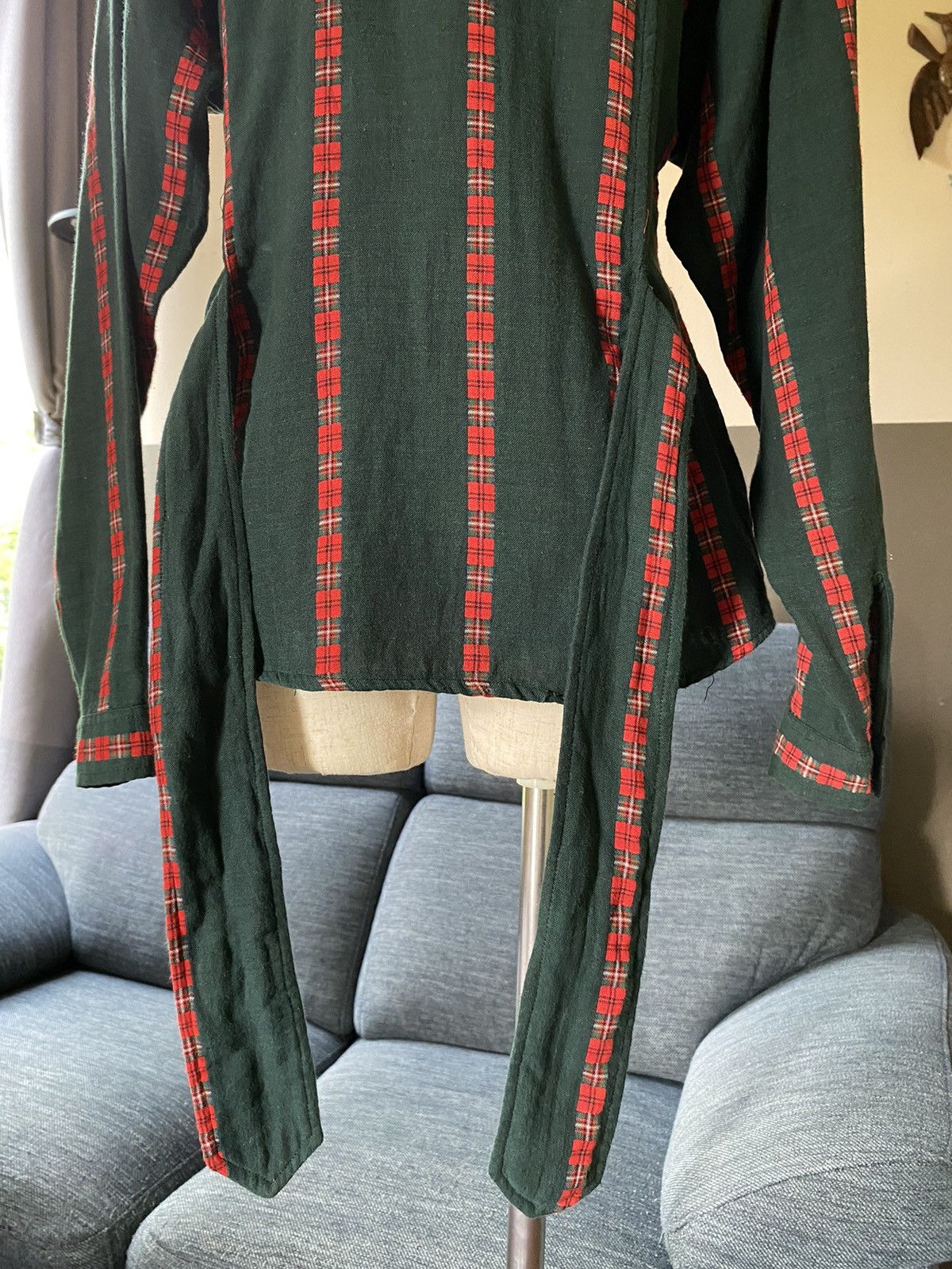 Designer × Vintage NARA CAMICE Green Long-Sleeve Shirt with Red Stripes Size M / US 6-8 / IT 42-44 - 9 Thumbnail