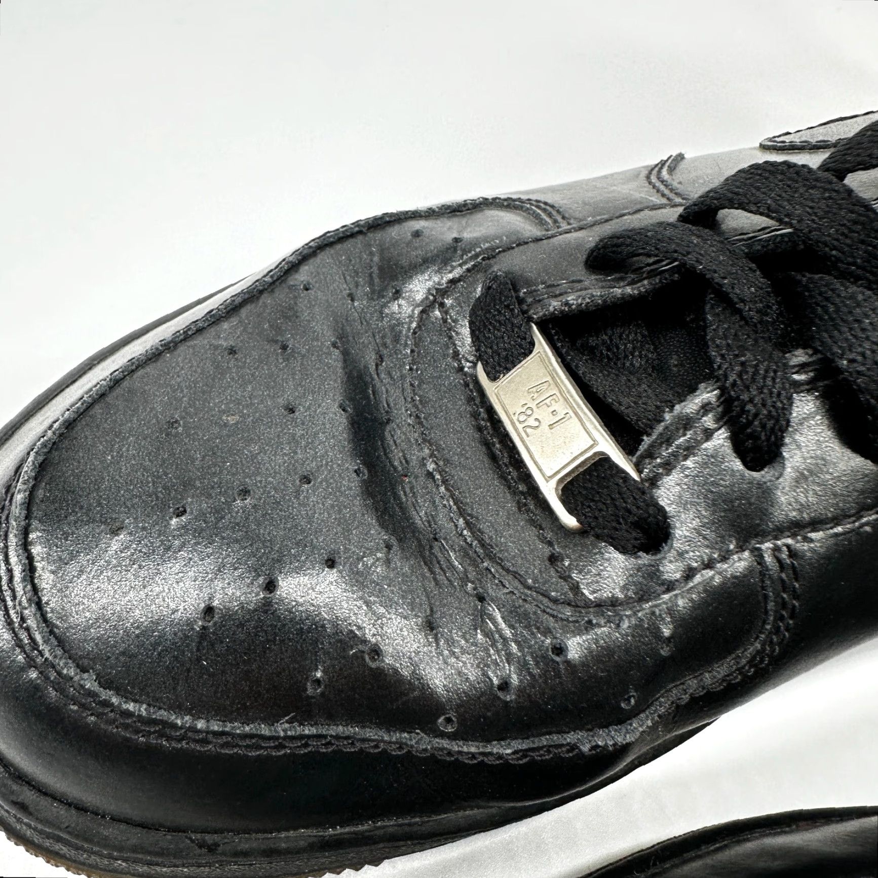 Nike Nike Air Force 1 Sneaker Athletic Black Women's 10 Lace Up High Top - Leather Rubber Comfort Classic 334031-003 Size L / US 10 / IT 46 - 7 Thumbnail