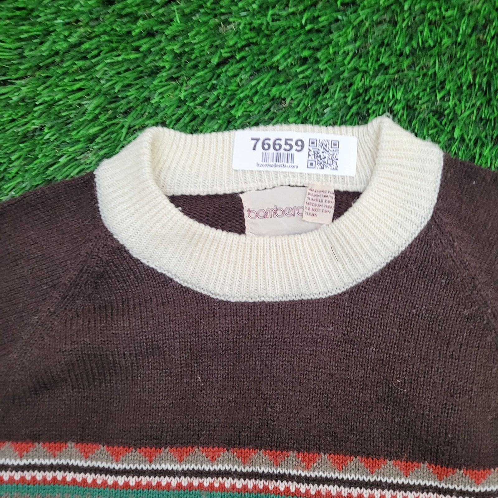 Other Vintage 80s MOD Nordic Sweater M/L 21x26 Brown Beige Size US L / EU 52-54 / 3 - 10 Thumbnail