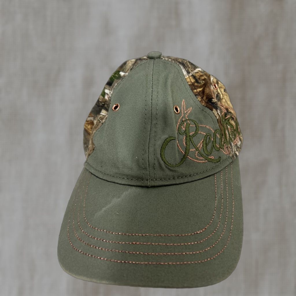 Realtree VINTAGE Real tree Womens Baseball Cap Green and Camo Adjustable Hook Loop Size ONE SIZE - 1 Thumbnail