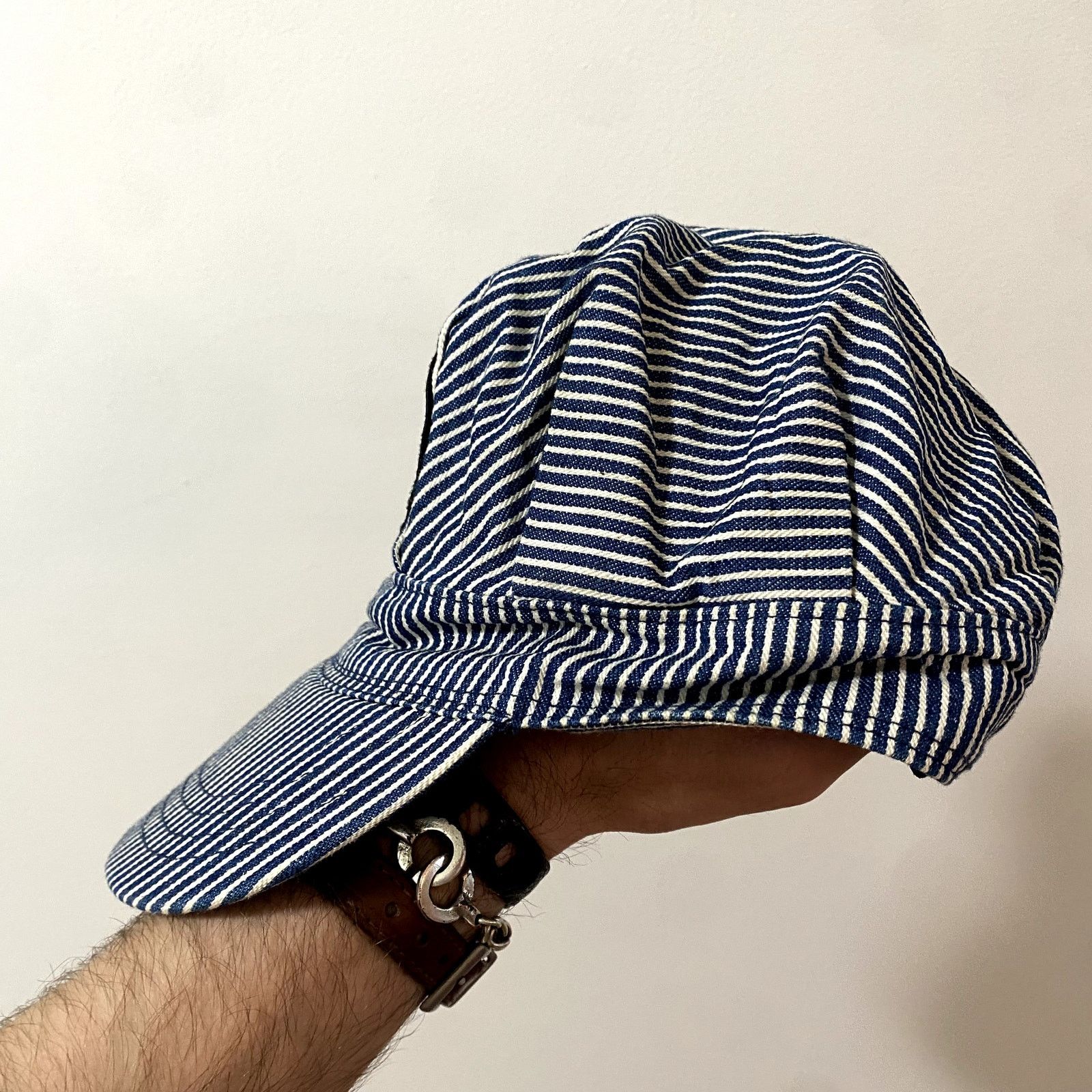 Vintage Vintage Train Conductor Hickory Stripe Hat Size ONE SIZE - 3 Thumbnail
