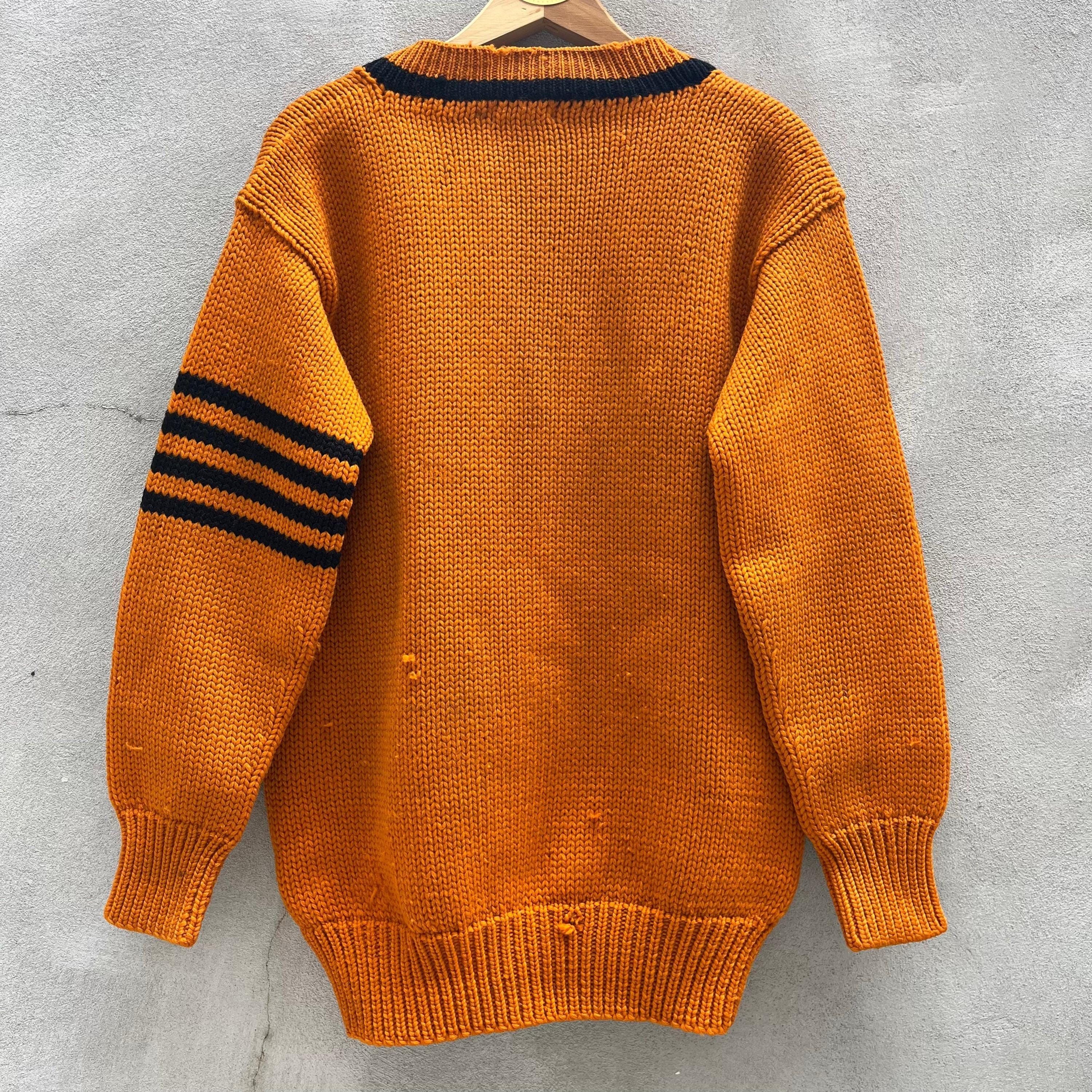 Vintage 1930s "Q" London Hill Co. Orange Knit Sweater Size US L / EU 52-54 / 3 - 2 Thumbnail