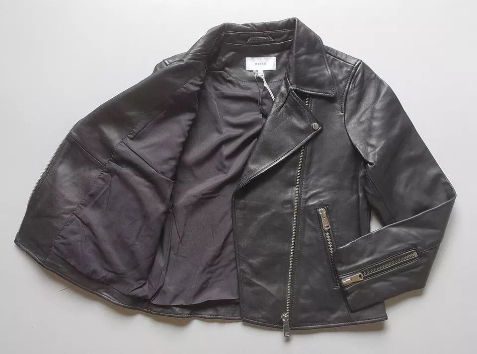 Reiss REISS Women's Geo-Soft Leather Jacket UK12/US8 IFD-0723 Size M / US 6-8 / IT 42-44 - 3 Thumbnail