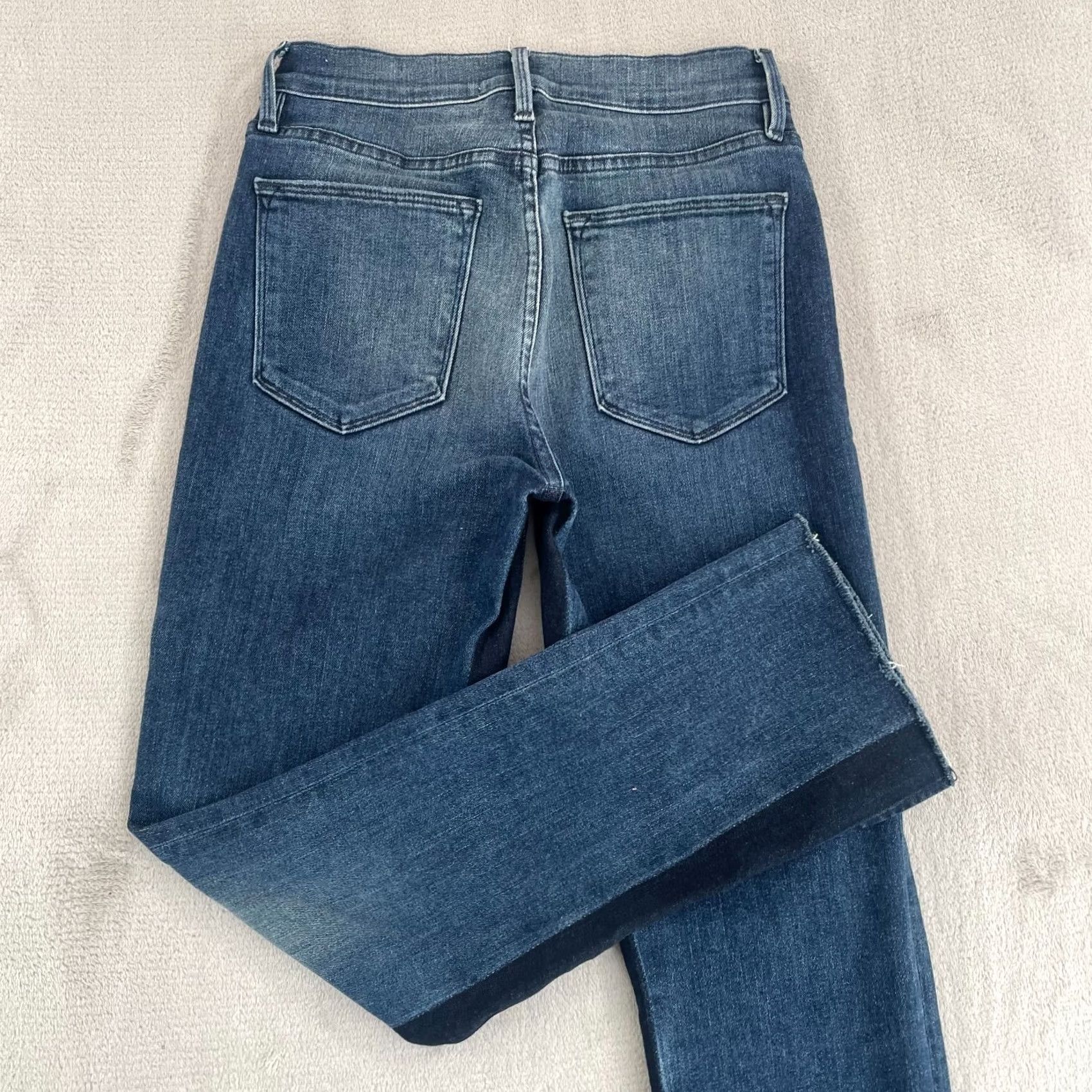 Frame FRAME DENIM Le High Straight Jeans Women 25 Elaine Split Frayed Hem Designer Jeans Women 25 Blue Cotton Blend Helms City Preppy Size 42" / US 20 - 6 Thumbnail