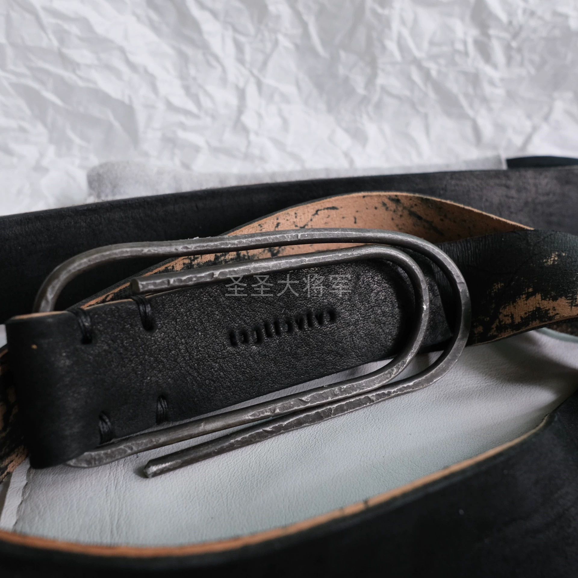 Tagliovivo Tagliovivo Vintage Natural Leather Iron Buckle Long Belt Size ONE SIZE - 4 Thumbnail
