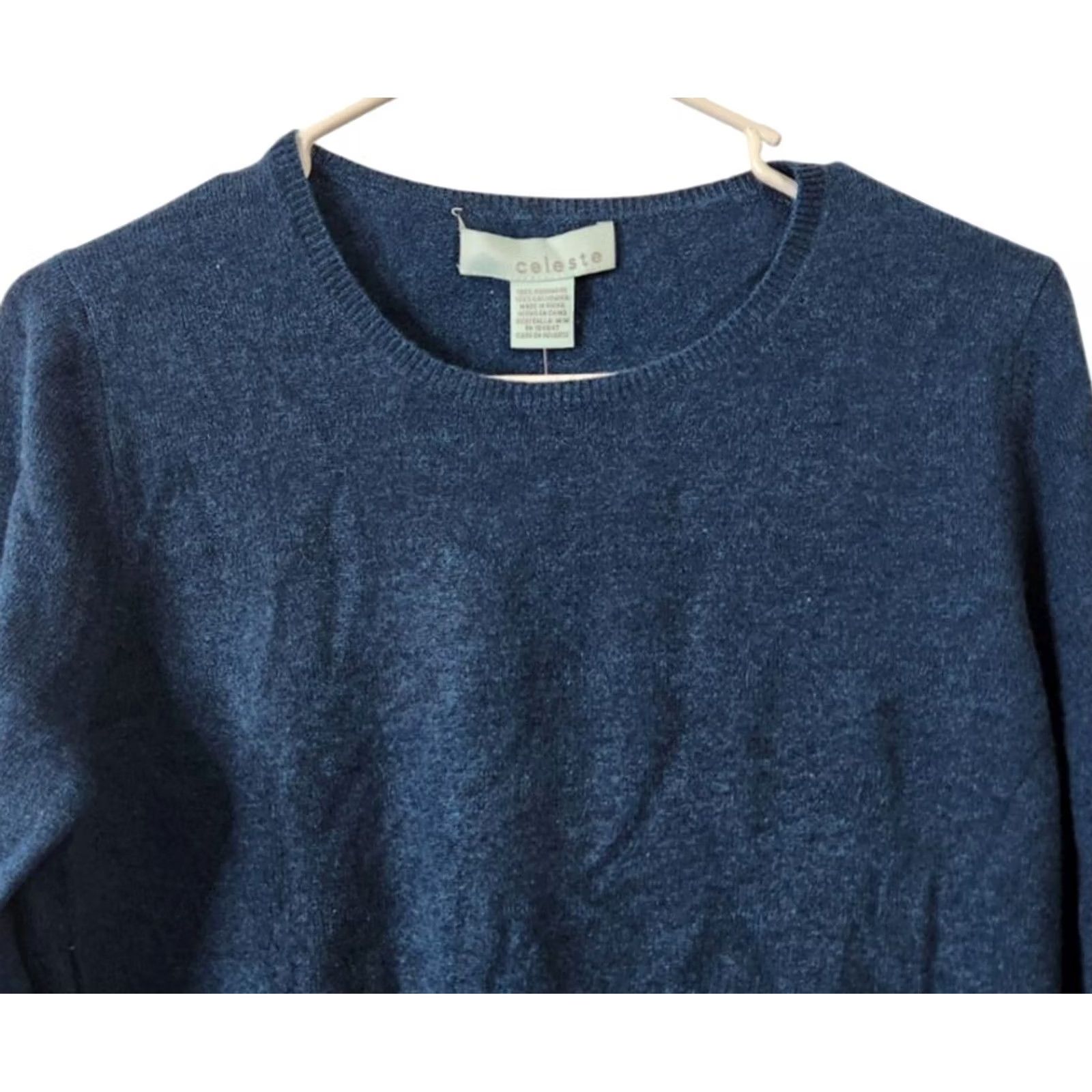 Vintage Celeste Womens M Cashmere Pullover Sweater Crewneck Long Sleeve Teal Size M / US 6-8 / IT 42-44 - 3 Thumbnail