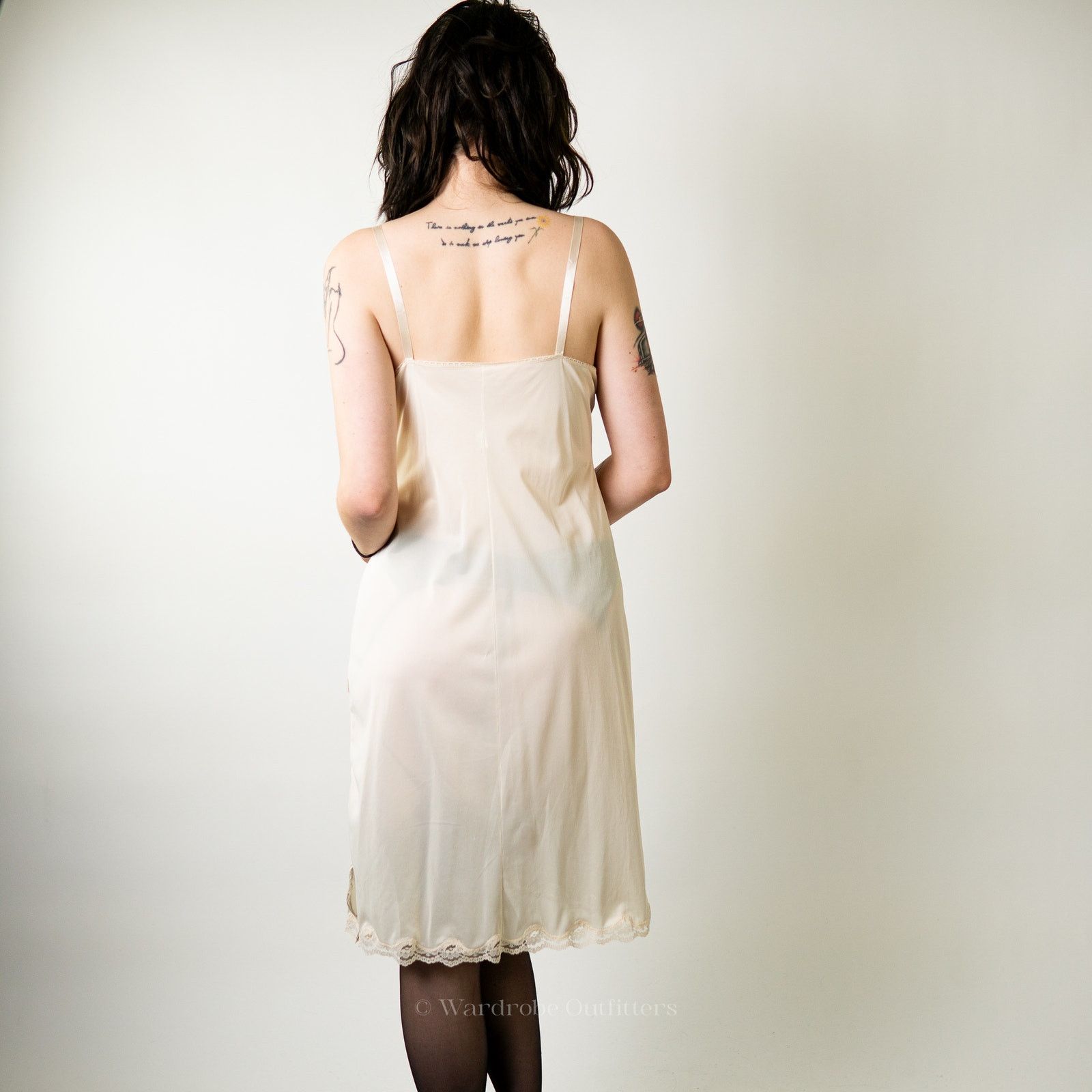 Vintage Vintage 60s White Lace Lingerie Slip Size ONE SIZE - 3 Thumbnail