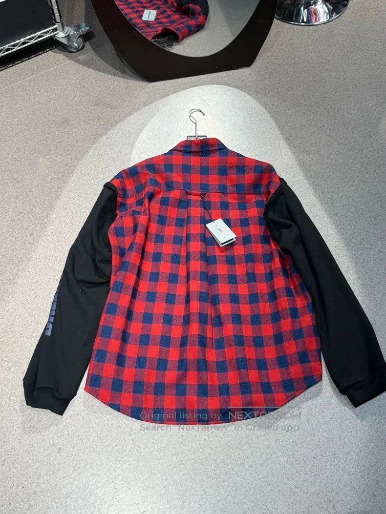 Balenciaga Balenciaga Red Blue Plaid Paneled Sleeve Shirt Jacket. Size US M / EU 48-50 / 2 - 4 Thumbnail