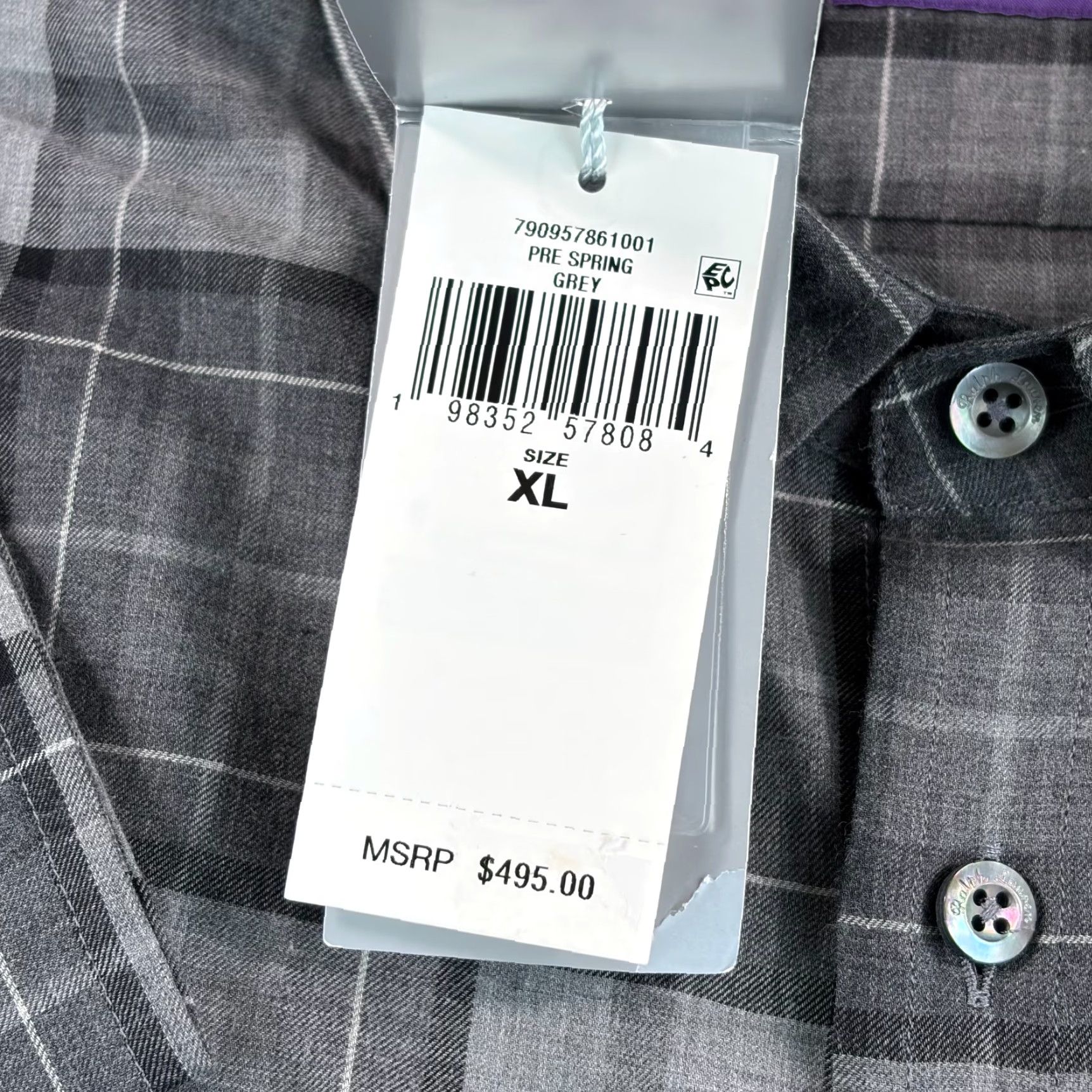 Ralph Lauren Purple Label Ralph Lauren Purple Label Plaid Twill Shirt Men XL Grey Long Sleeve NWT Button-Up Pocketed Collared Size US XL / EU 56 / 4 - 5 Thumbnail
