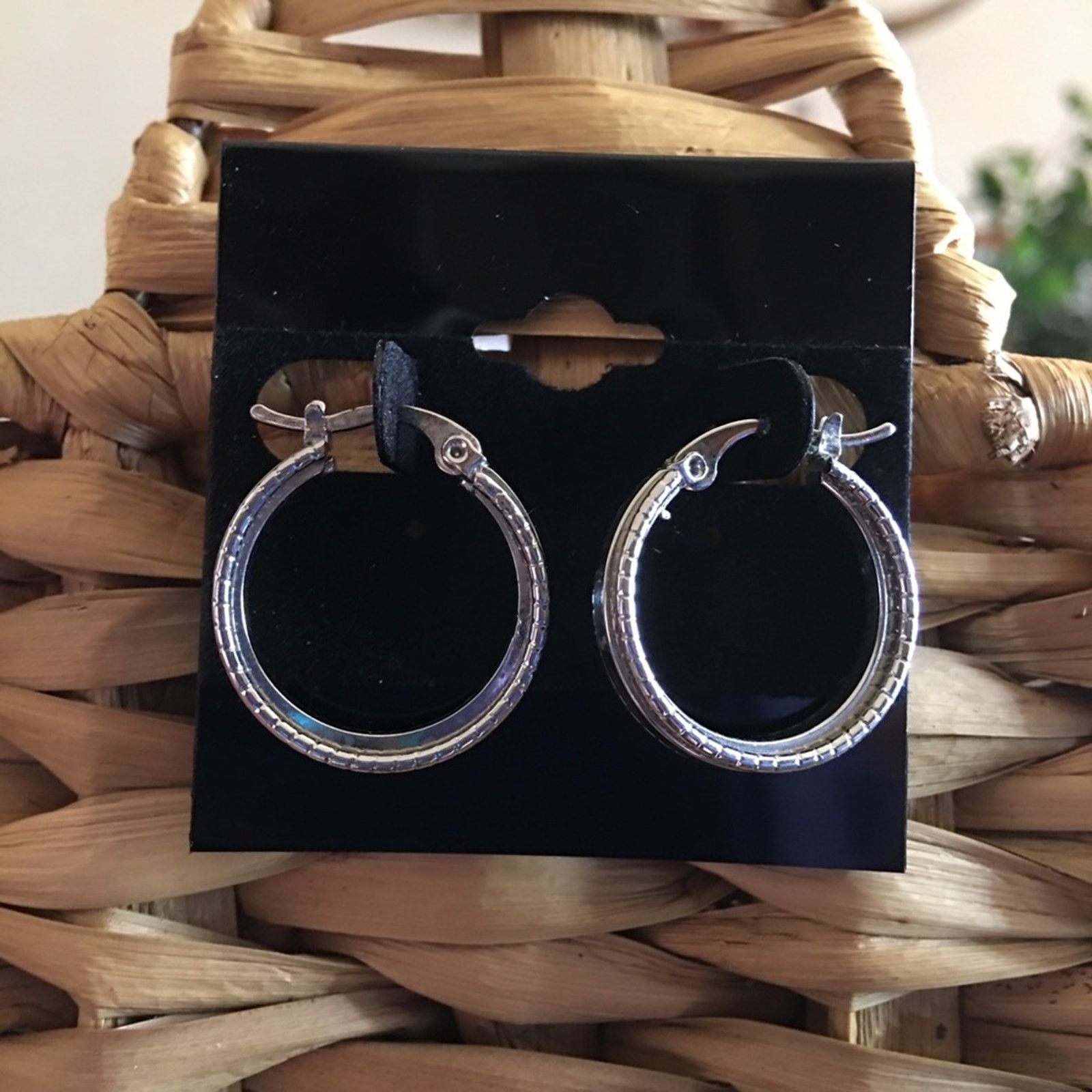 Jewelry Shiny silver tone latch back hoop earrings Size ONE SIZE - 1 Thumbnail