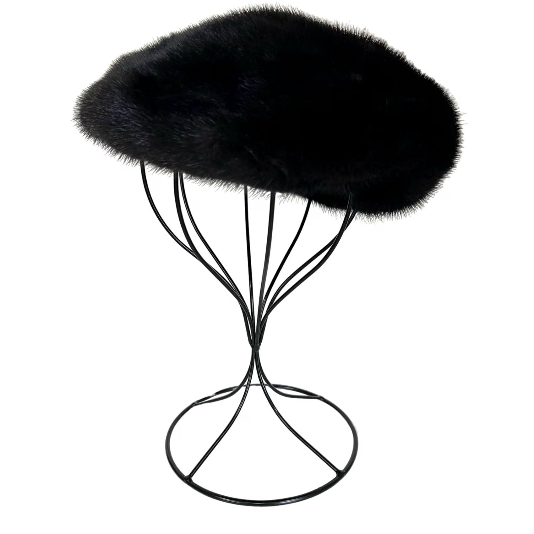 Walmart VINTAGE Almar Creation Fur Hat Women Black One Size Winter Women Black Fur Hat Vintage Size ONE SIZE - 2 Thumbnail