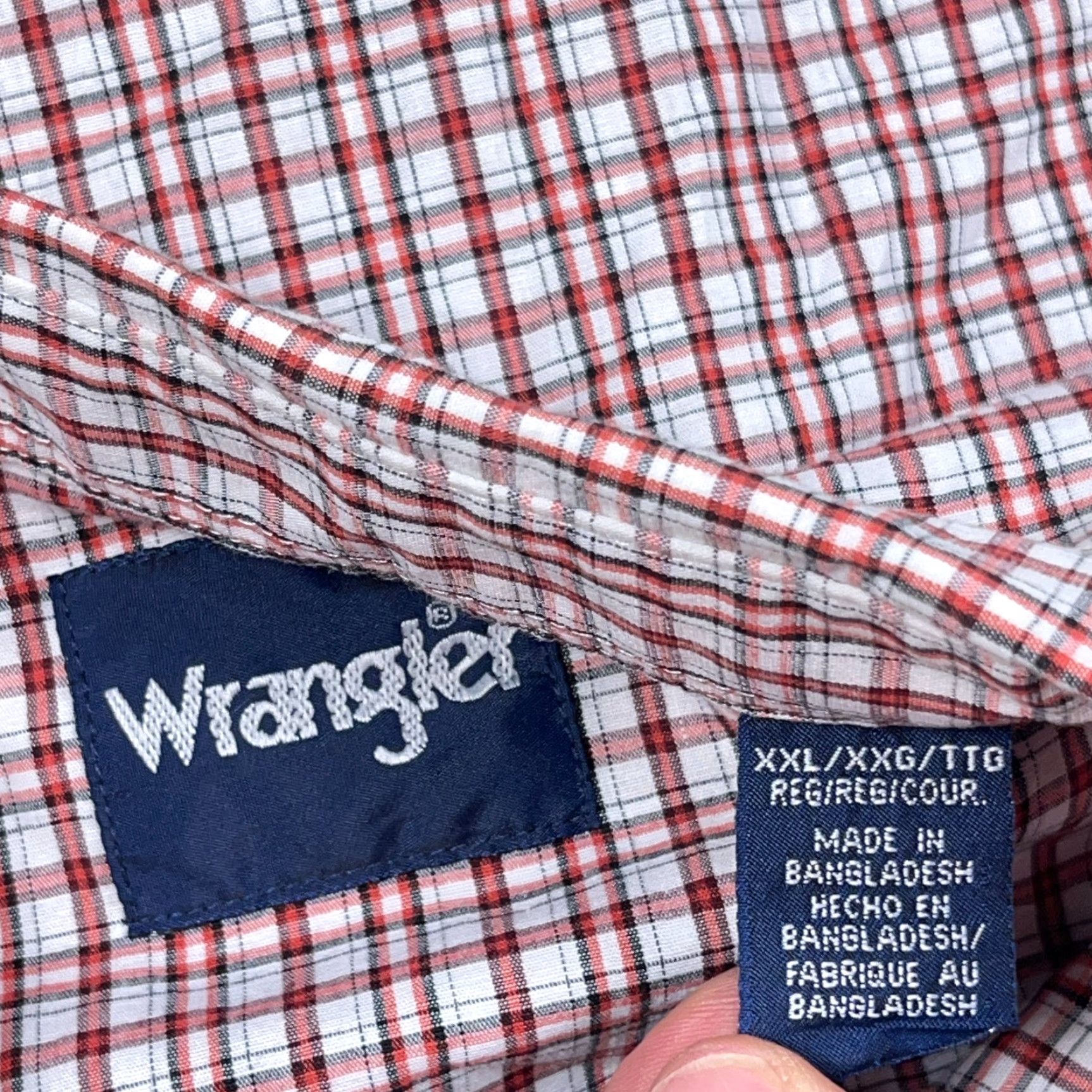 Wrangler Wrangler Shirt Men 2XL Red Plaid Button-Up Western Cowboy Pearl Snap Yoke Pocket Short Sleeve Casual Workwear Classic American Brand: Wrangler Size US XXL / EU 58 / 5 - 3 Thumbnail