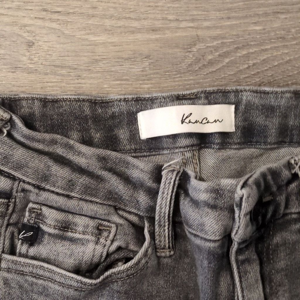 Other Kancan Gray Black Distressed Raw Hem Jeans Size 7/27 Size 25" / US 0 / IT 36 - 2 Thumbnail