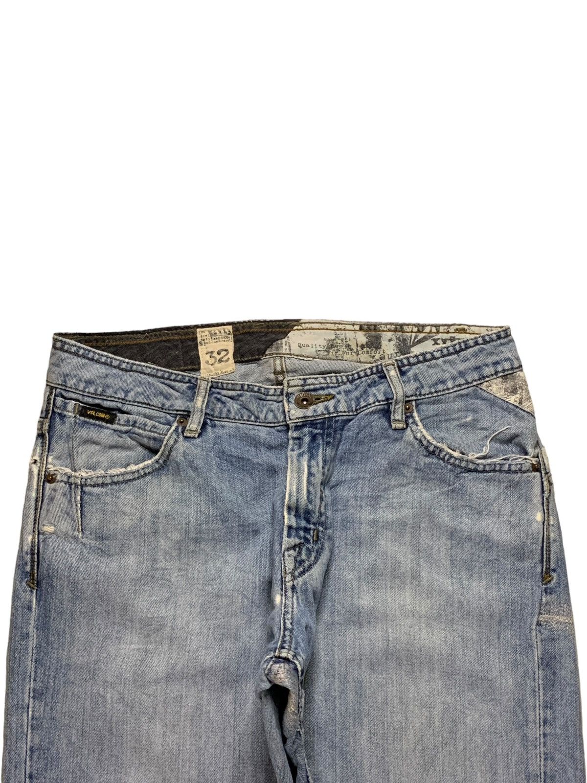 Volcom Vintage Volcom Skate Blue Wash Curve Leg Distress Baggy Jean Size US 34 / EU 50 - 4 Thumbnail