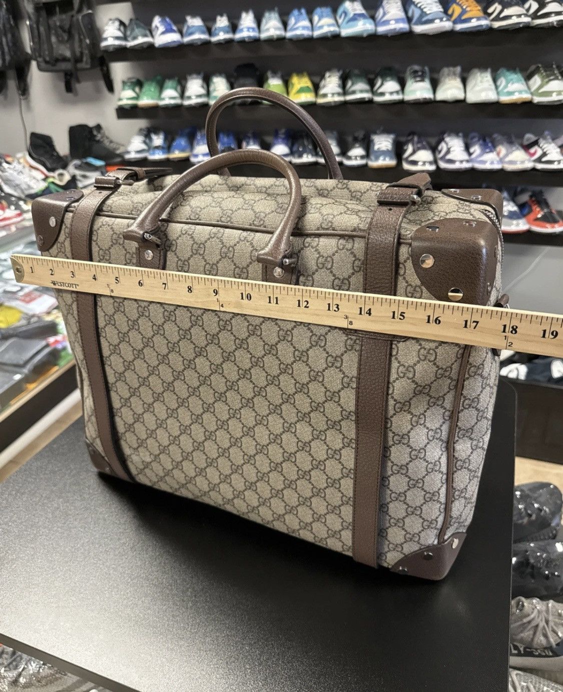 Gucci AUTHENTIC Gucci Beige GG Supreme Trunk Holdall Tote Brown Size ONE SIZE - 10 Thumbnail