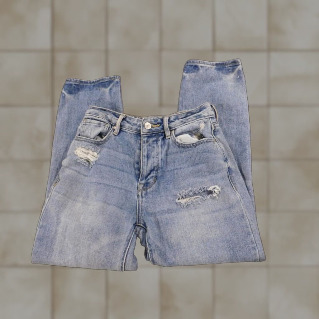 Pacsun Pacsun Jeans Womens 23 blue Mom Distressed Straight Denim Regular Leather? (Note: "Leather" not in original; cannot add.) Size 40" / US 18 - 1 Thumbnail