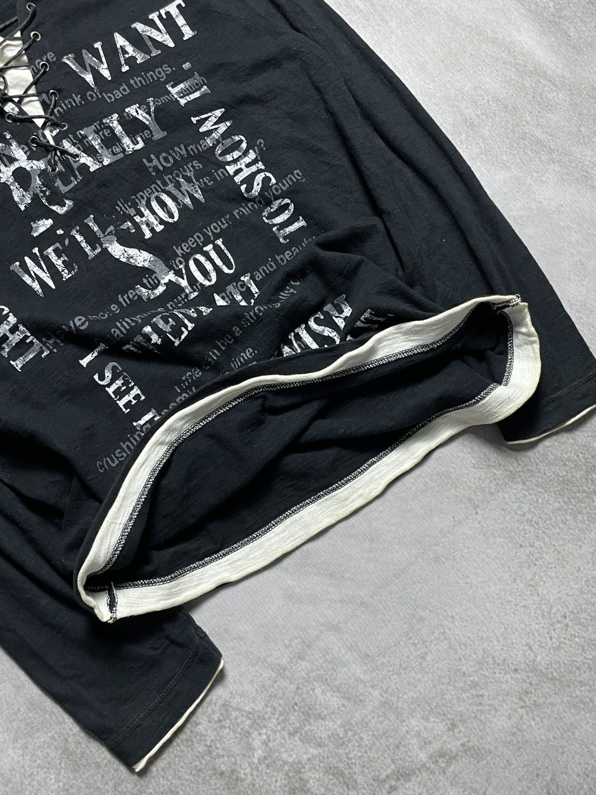 14th Addiction 2000’s T3D - Lace Up Poem Double Layer Vkei Style Longsleeve Size US L / EU 52-54 / 3 - 10 Thumbnail
