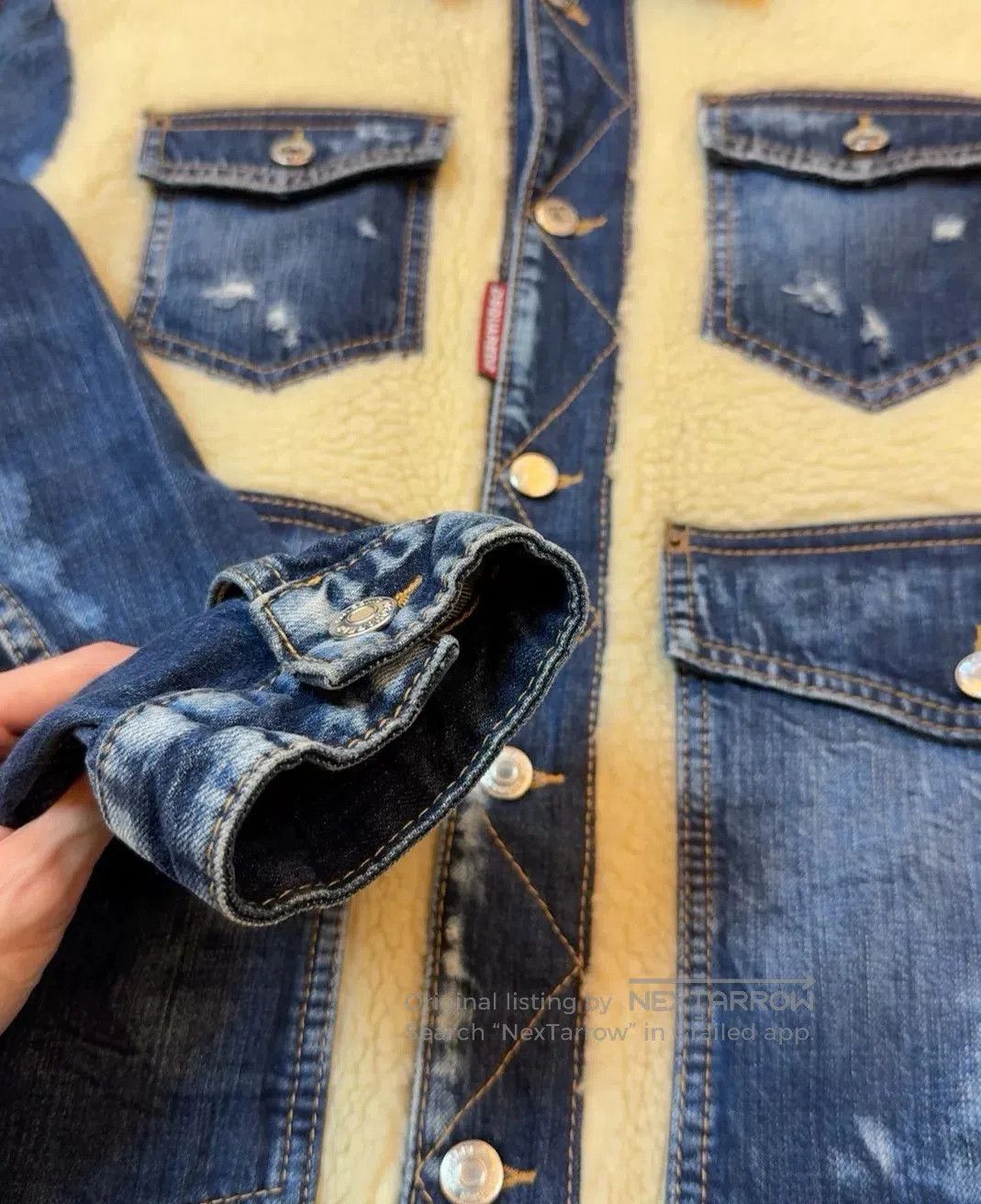 Dsquared2 Dsquared2 Lamb Wool Printed Denim Jacket. Size US M / EU 48-50 / 2 - 5 Thumbnail