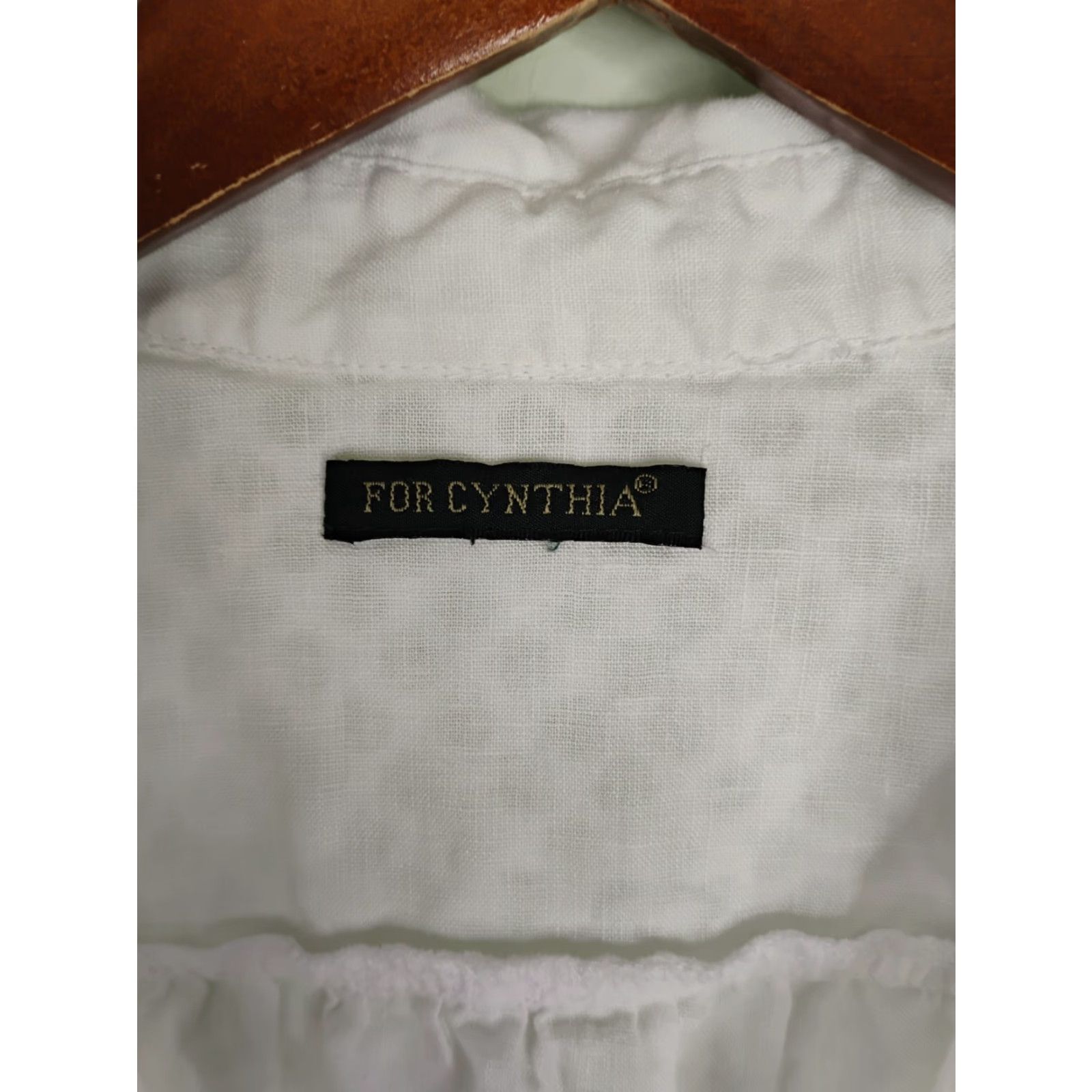 Vintage For Cynthia Blouse Tunic Linen White Small V-Neck Long Sleeve Pockets Read Ladies Beach Bohemian Lagenlook Regular Size S Womens Top Size S / US 4 / IT 40 - 5 Thumbnail