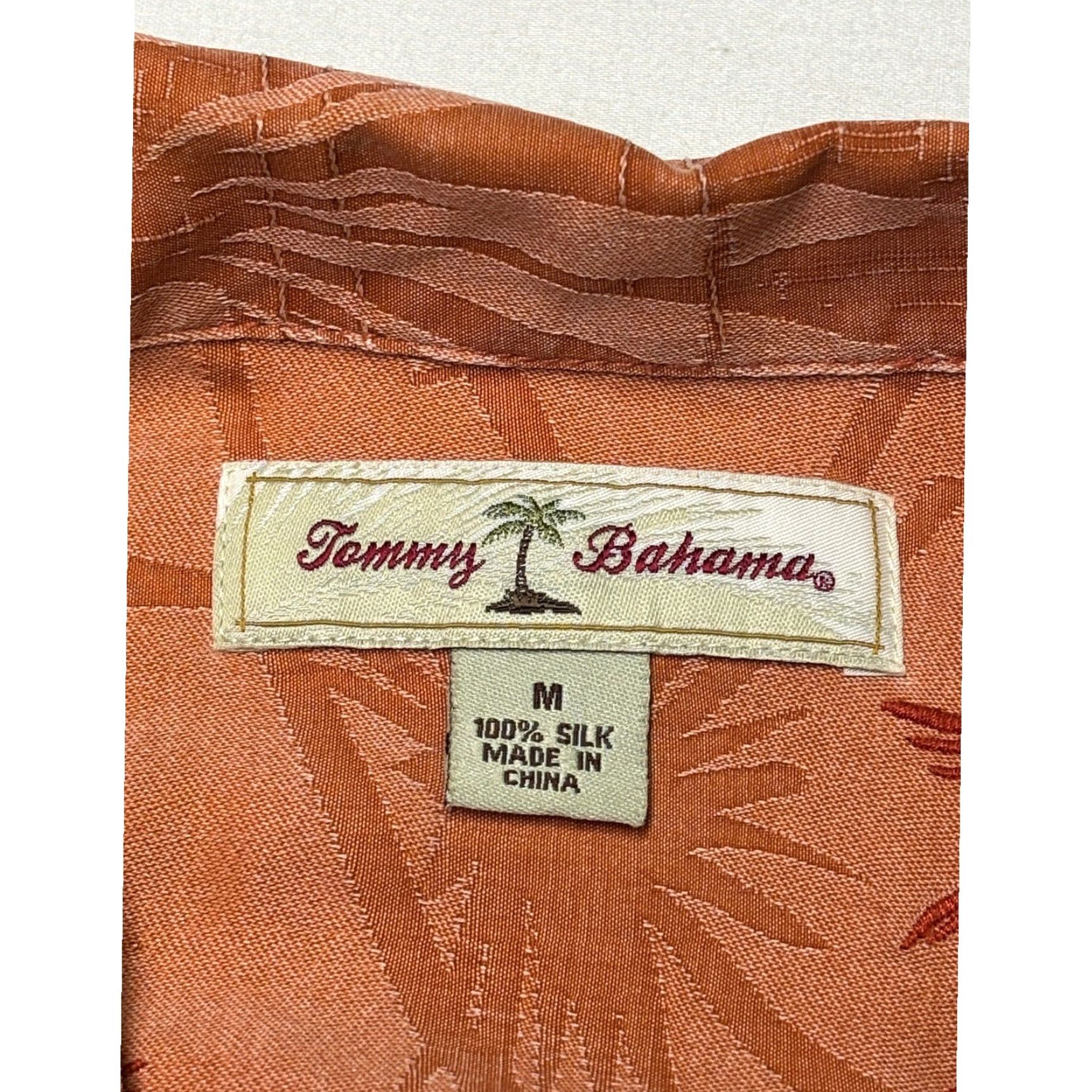 Tommy Bahama Tommy Bahama Mens Silk Camp Shirt Orange Tropical Hibiscus Floral Jacquard M Size US M / EU 48-50 / 2 - 3 Thumbnail