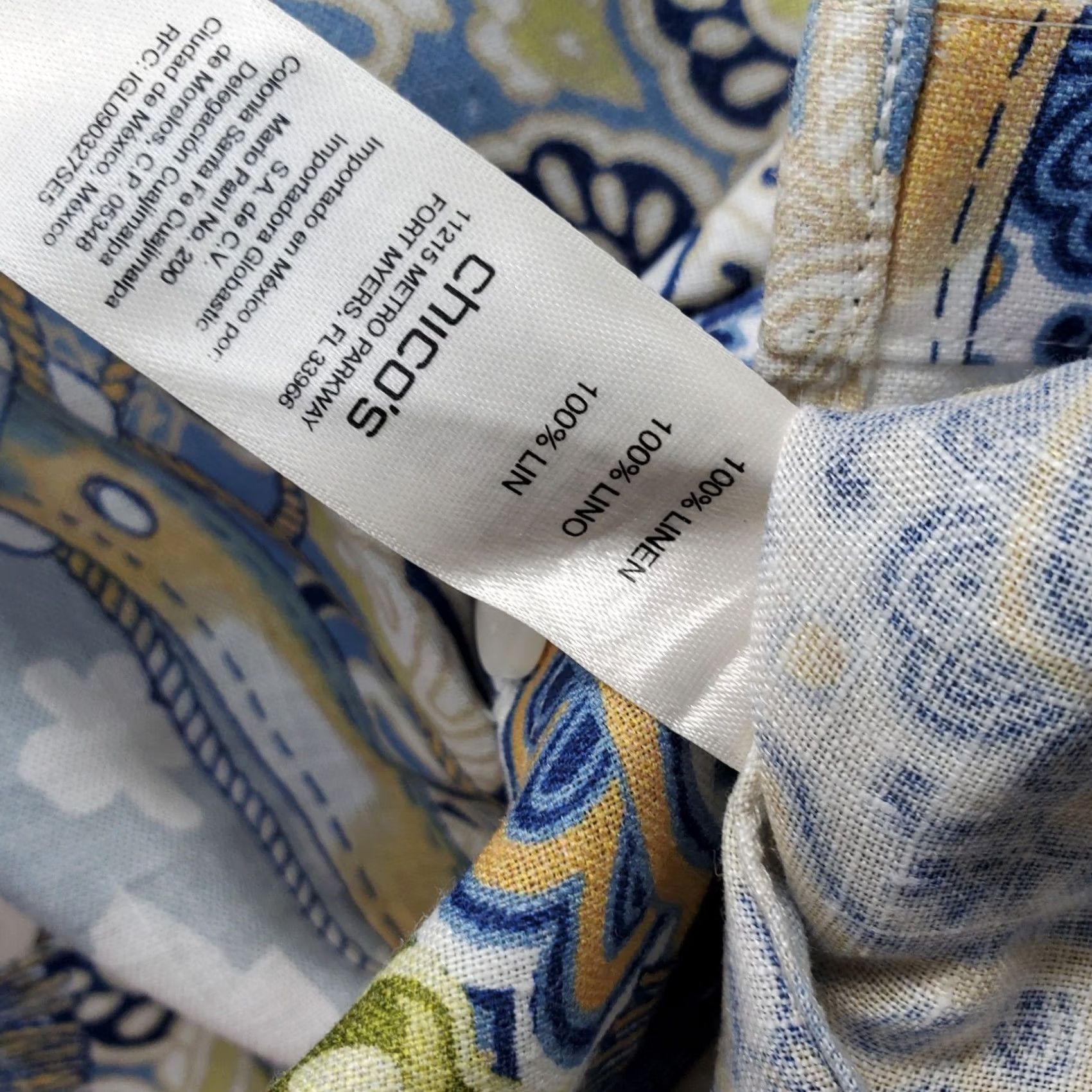 Vintage Chico's Tunic Shirt Womens Large Multi Floral Geometric Linen No Iron Button-Up Size L / US 10 / IT 46 - 7 Thumbnail