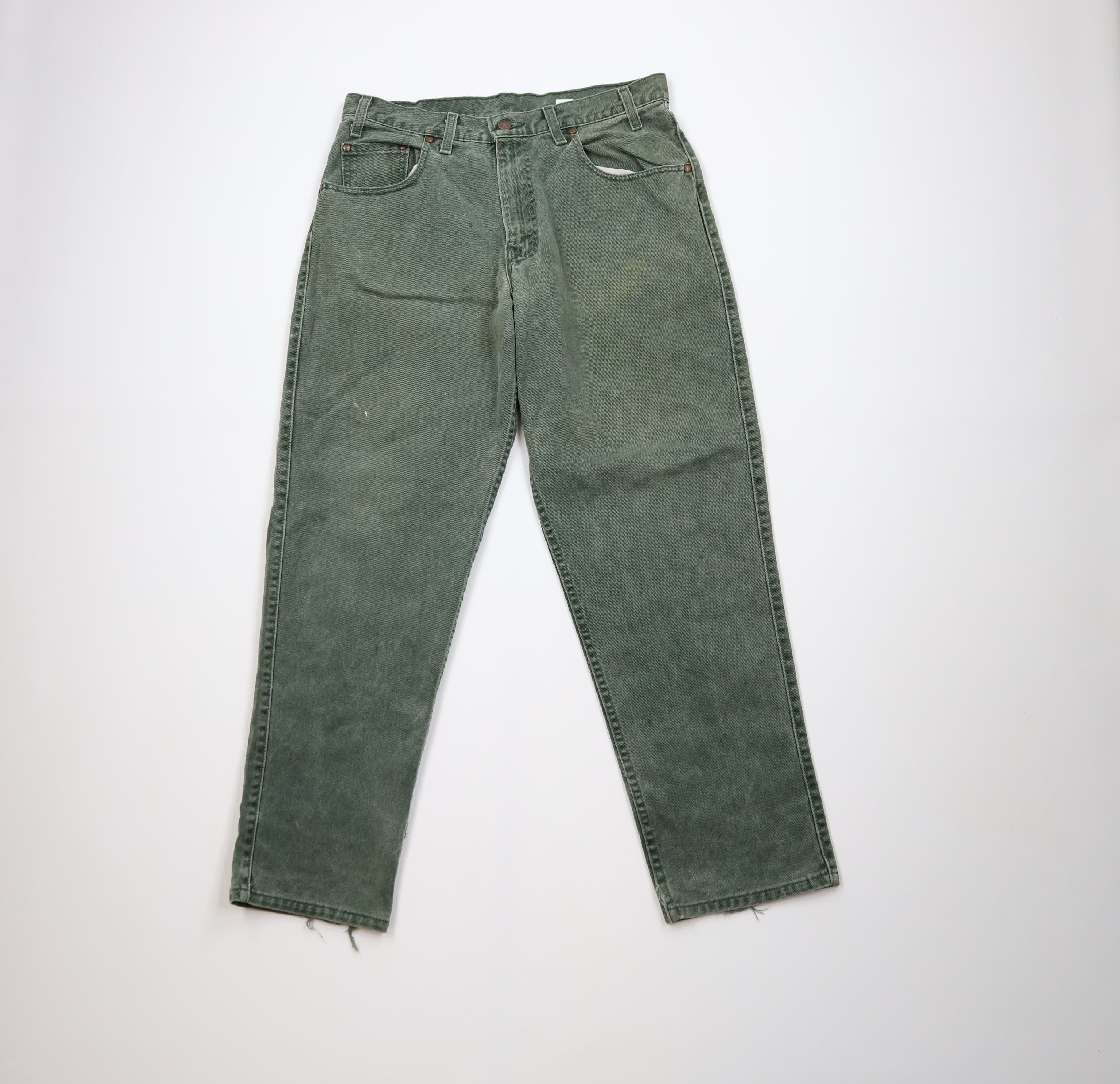 Levi's Vintage 90s Levis 545 Loose Fit Denim Jeans Green USA Size US 33 - 1 Thumbnail