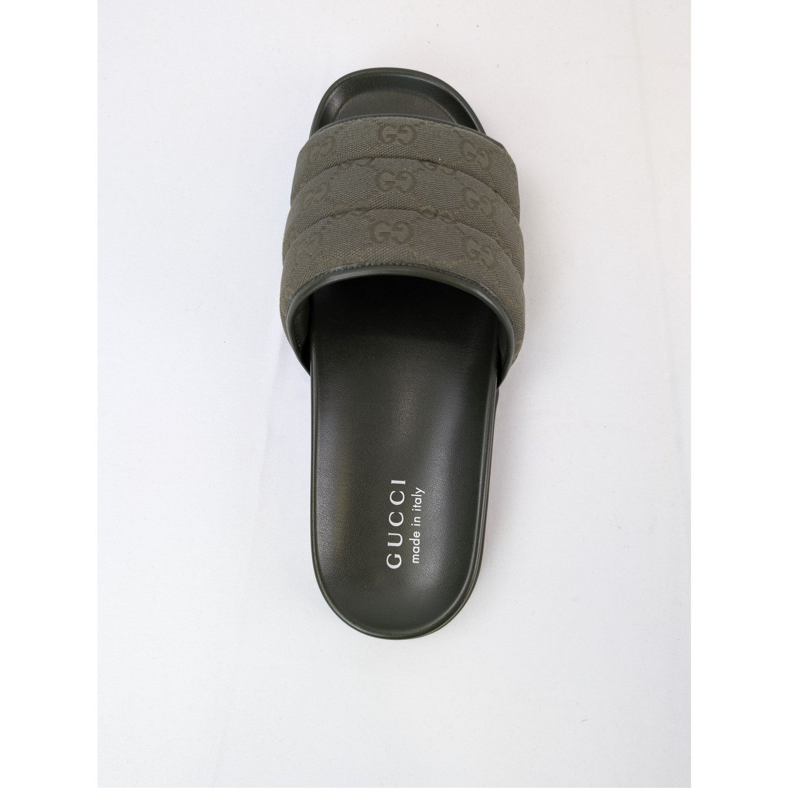Gucci o1rshd1 Men's Padded mules with GG pattern Slippers in Olive Size US 9.5 / EU 42-43 - 1 Thumbnail