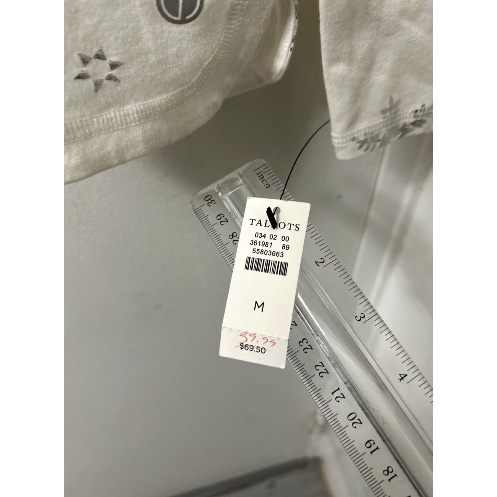 Talbots T by Talbots Top Womens M Ivory Silver Snowflake Button Mock Neck Sweatshirt NWT Size M / US 6-8 / IT 42-44 - 6 Thumbnail