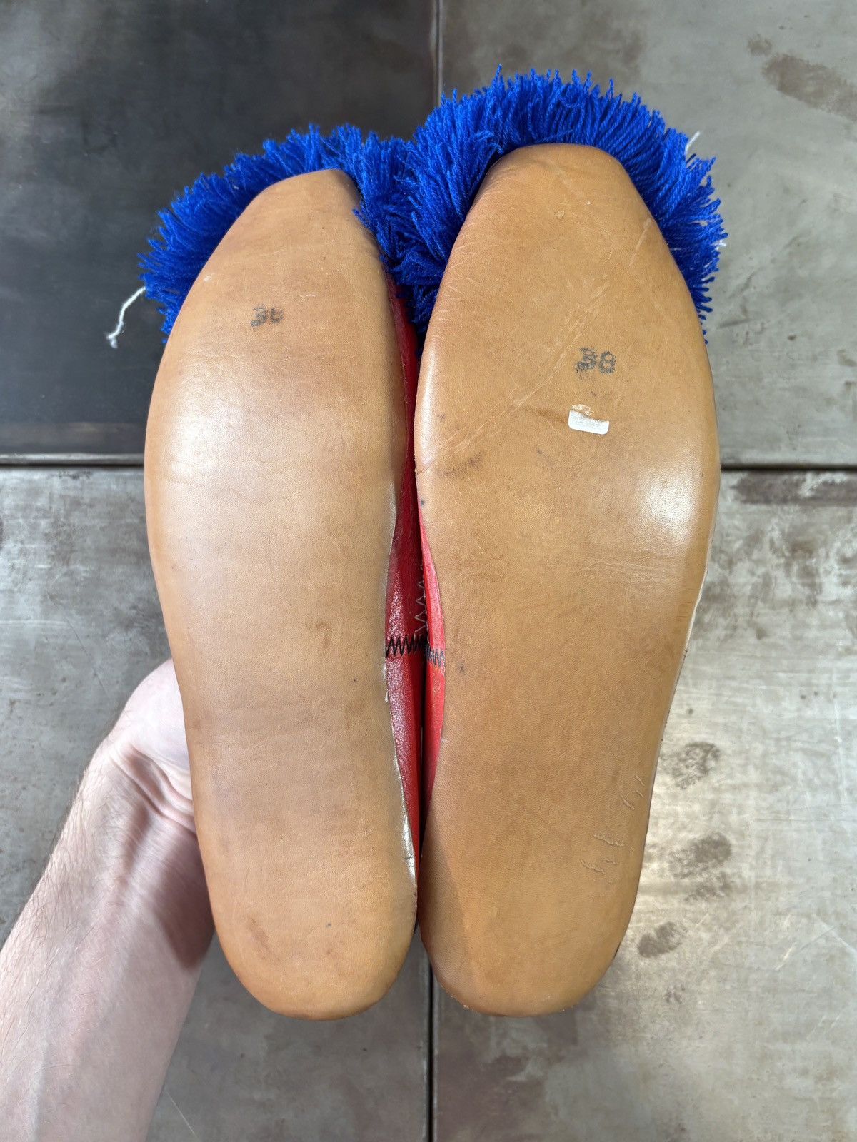 Vintage Greek Tsarouchi Slippers Pom Pom Loafers Vintage Army Guard Size US 8 / IT 38 - 8 Thumbnail