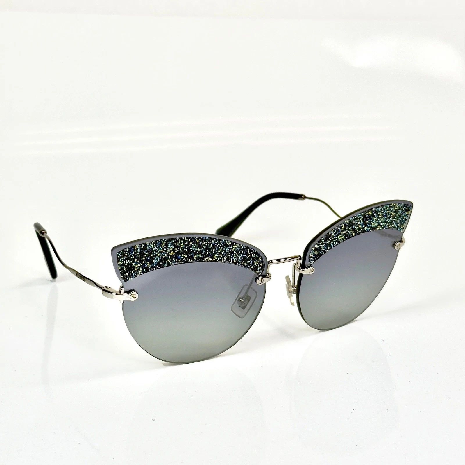 Miu Miu MIU MIU MU58TS 58T GLITTER FABRIC Blue Silver Sunglasses Size ONE SIZE - 9 Thumbnail