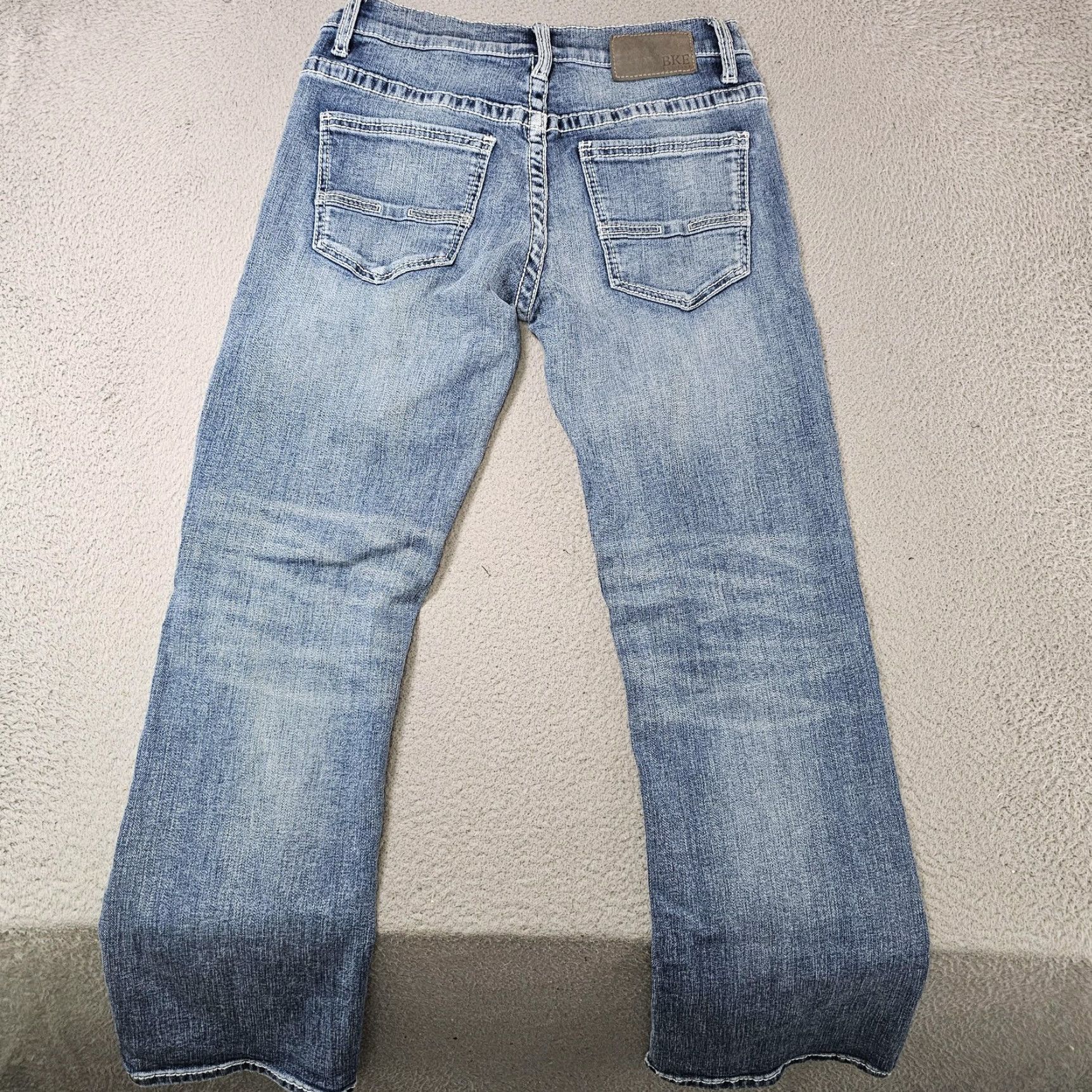BKE BKE Aiden Jeans Mens 30x28 Light Wash Straight Leg Stretch Denim Denim Jeans 5-Pocket Embroidered Blue Cotton Blend Zip Fly Mens Size US 30 / EU 46 - 7 Thumbnail