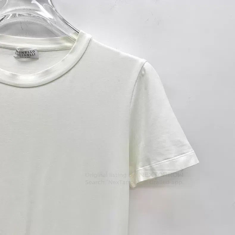 Brunello Cucinelli Brunello Cucinelli White cotton round neck short-sleeve T- Size S / US 4 / IT 40 - 3 Thumbnail