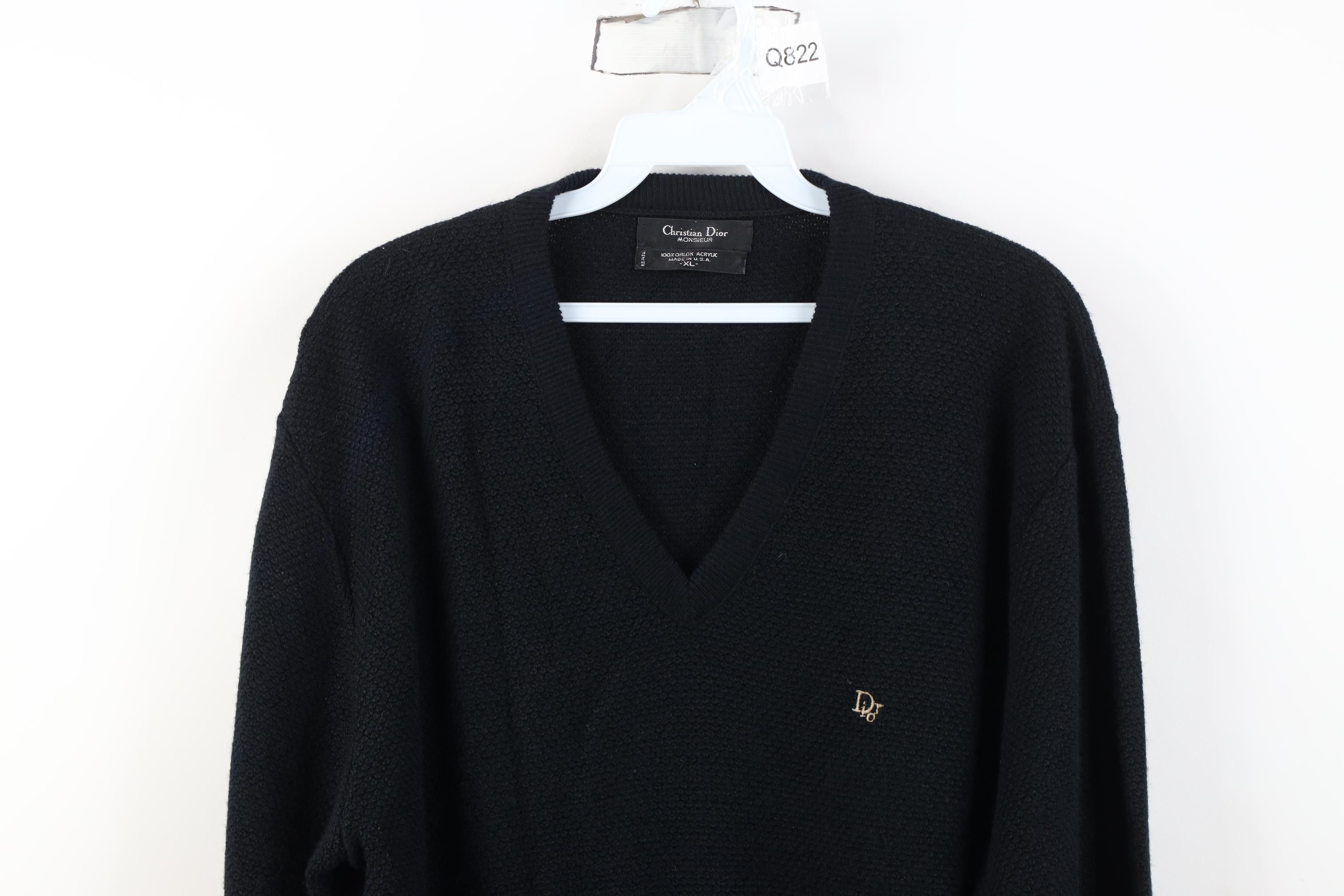 Christian Dior Monsieur Vintage 90s Christian Dior Thermal Knit Sweater Black USA Size US XL / EU 56 / 4 - 2 Thumbnail