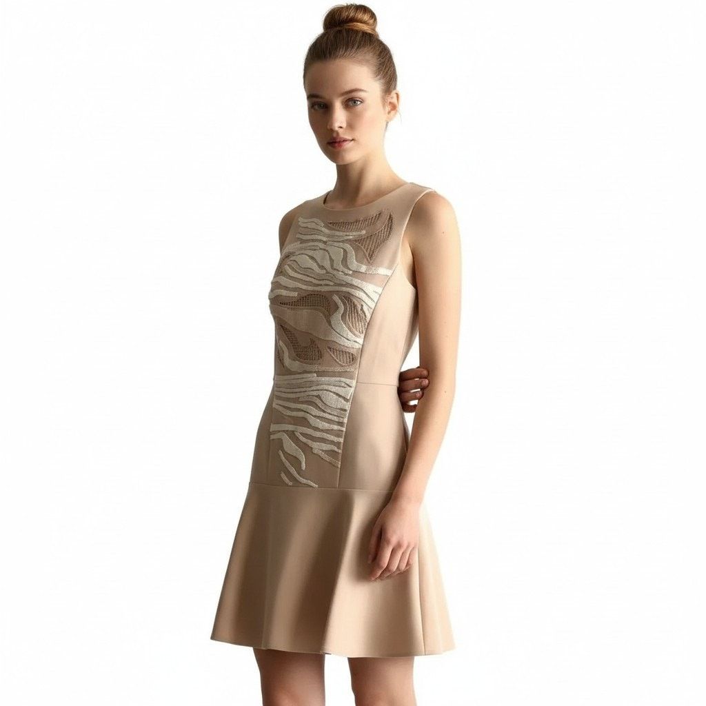 Tibi Tibi Beige Crew Neck Sleeveless Mini Dress, US6 Size M / US 6-8 / IT 42-44 - 5 Thumbnail