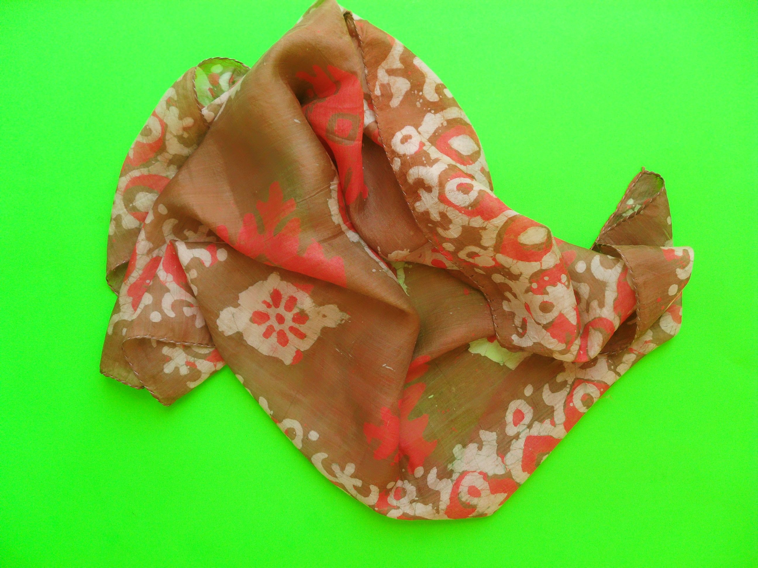 Other 100% Silk travel square scarf, very soft and fine, handmade. Size ONE SIZE - 5 Thumbnail