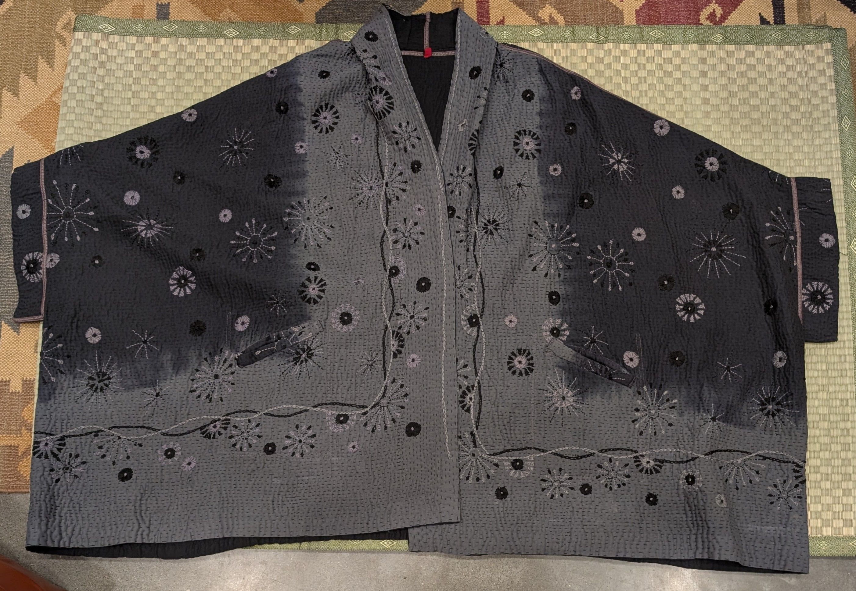 Other Mieko Mintz Ombre Sun Fireworks Kantha Double Collar Poncho Size ONE SIZE - 2 Thumbnail
