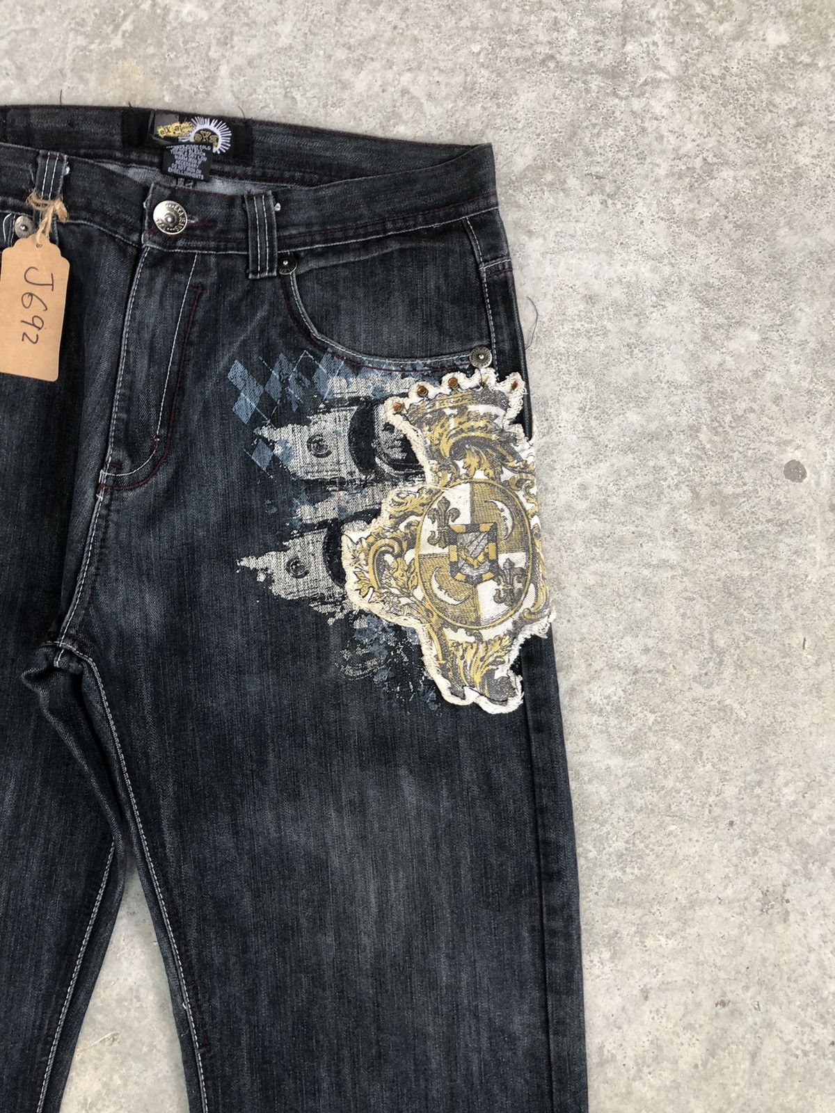 Japanese Brand Japanese Exa Embroidered Jeans baggy hip hop Size US 35 - 5 Thumbnail