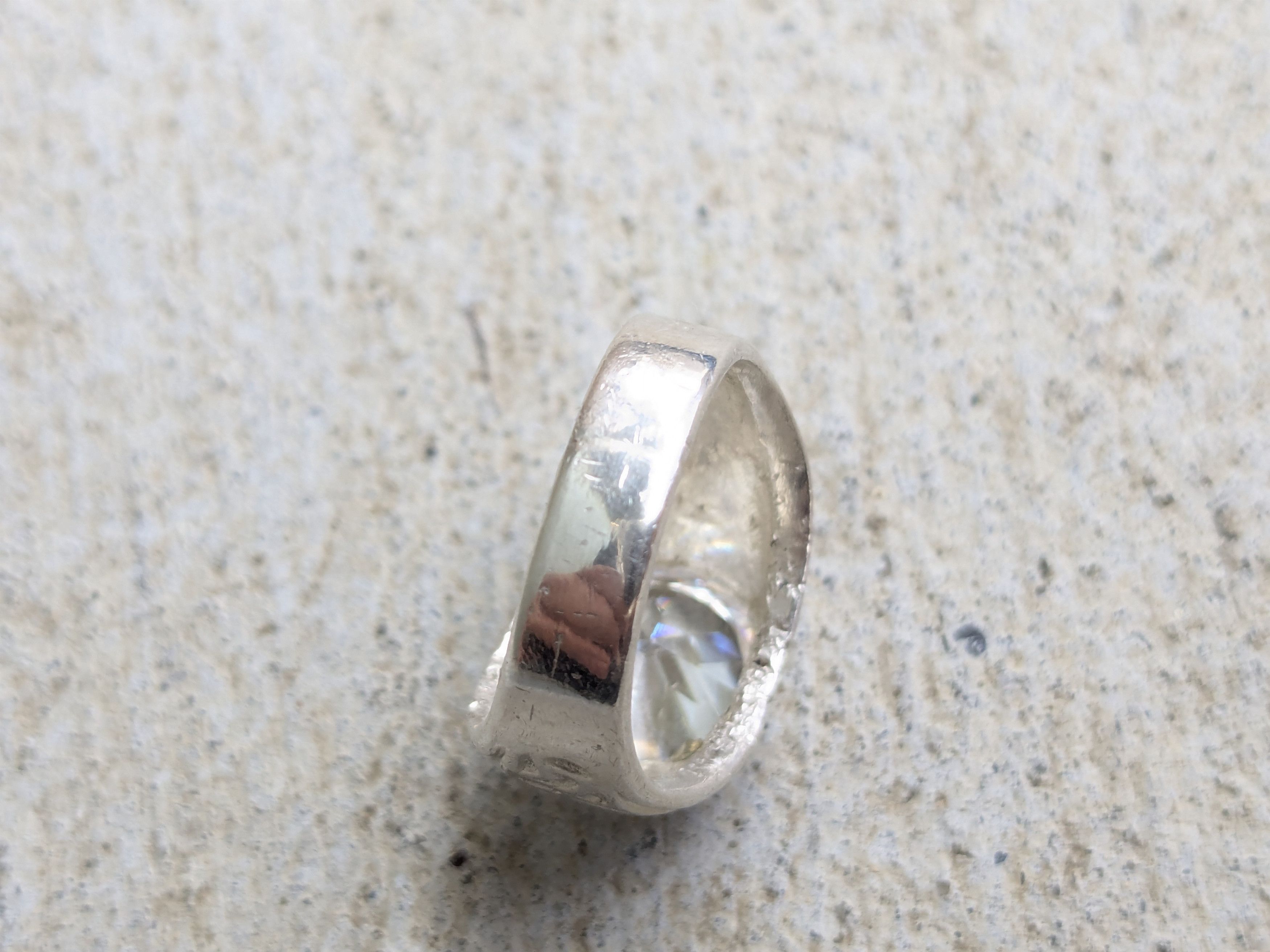 Jewelry Vintage Sterling Silver Ring CZ Round 8.75 Clear Size ONE SIZE - 9 Thumbnail