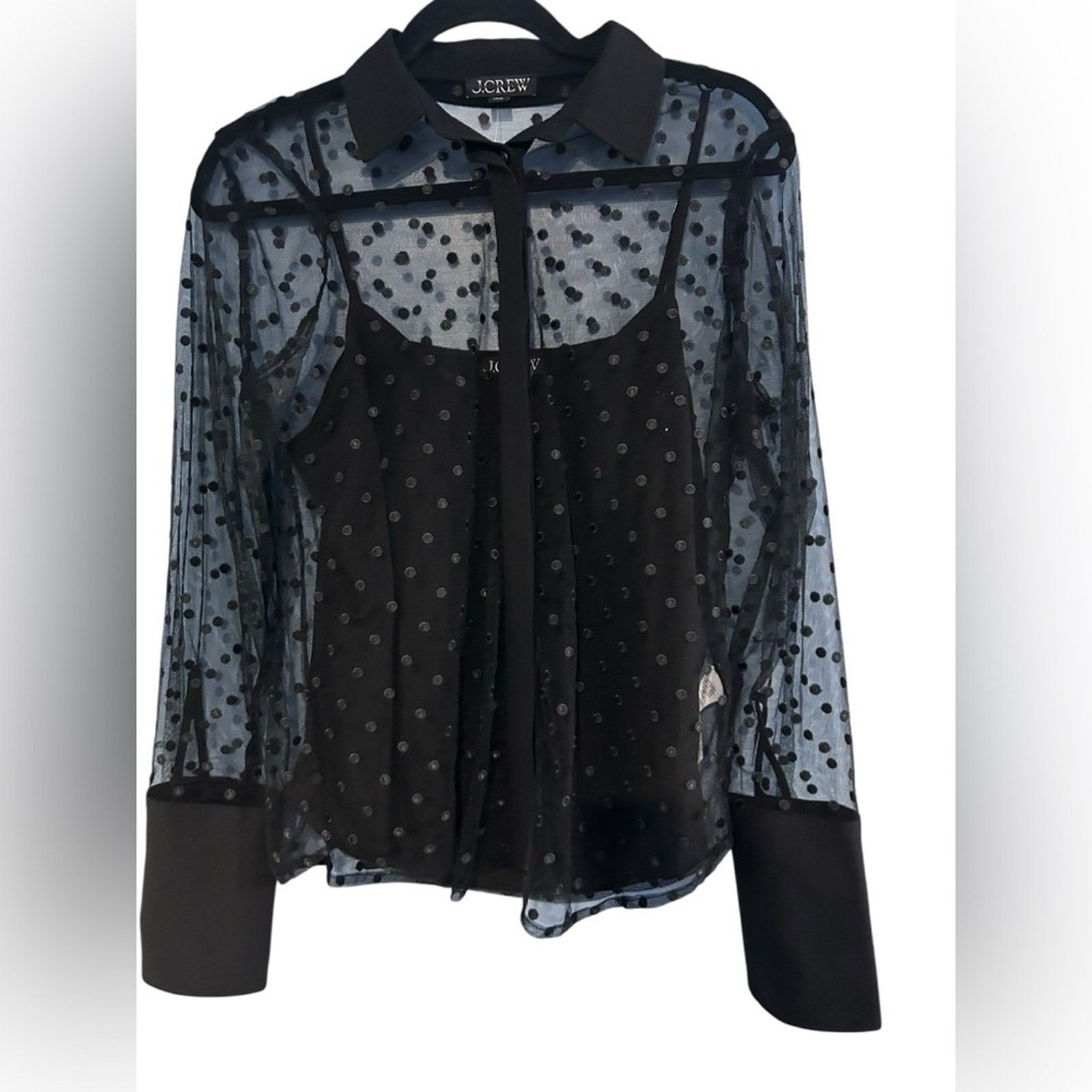 J.Crew J Crew Sheer Button Up Removable Camisole Swiss Dot 6 Size M / US 6-8 / IT 42-44 - 2 Thumbnail