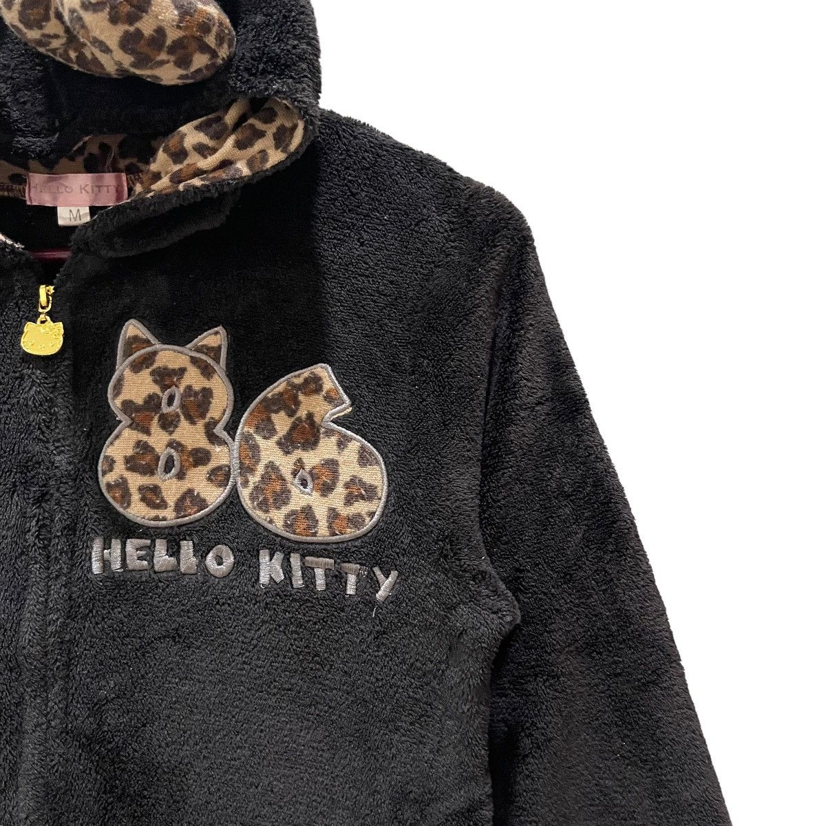 Anime Hello Kitty Leopard Print Velvet Hoodie Zipper Jacket Size M / US 6-8 / IT 42-44 - 6 Thumbnail