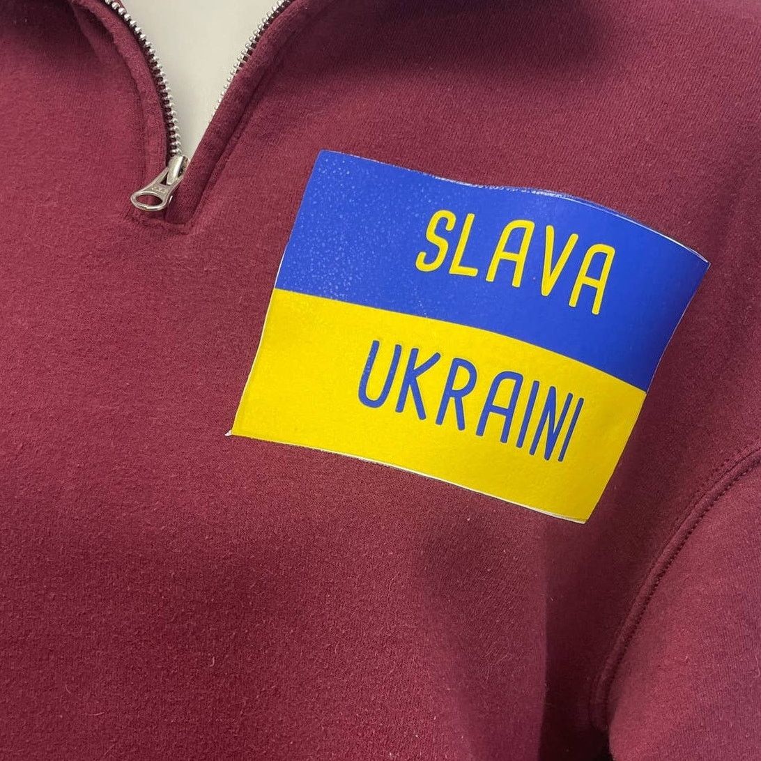 Jerzees Hand Printed Men Medium Slava Ukraini Long Sleeve Sweatshirt Size US M / EU 48-50 / 2 - 2 Thumbnail