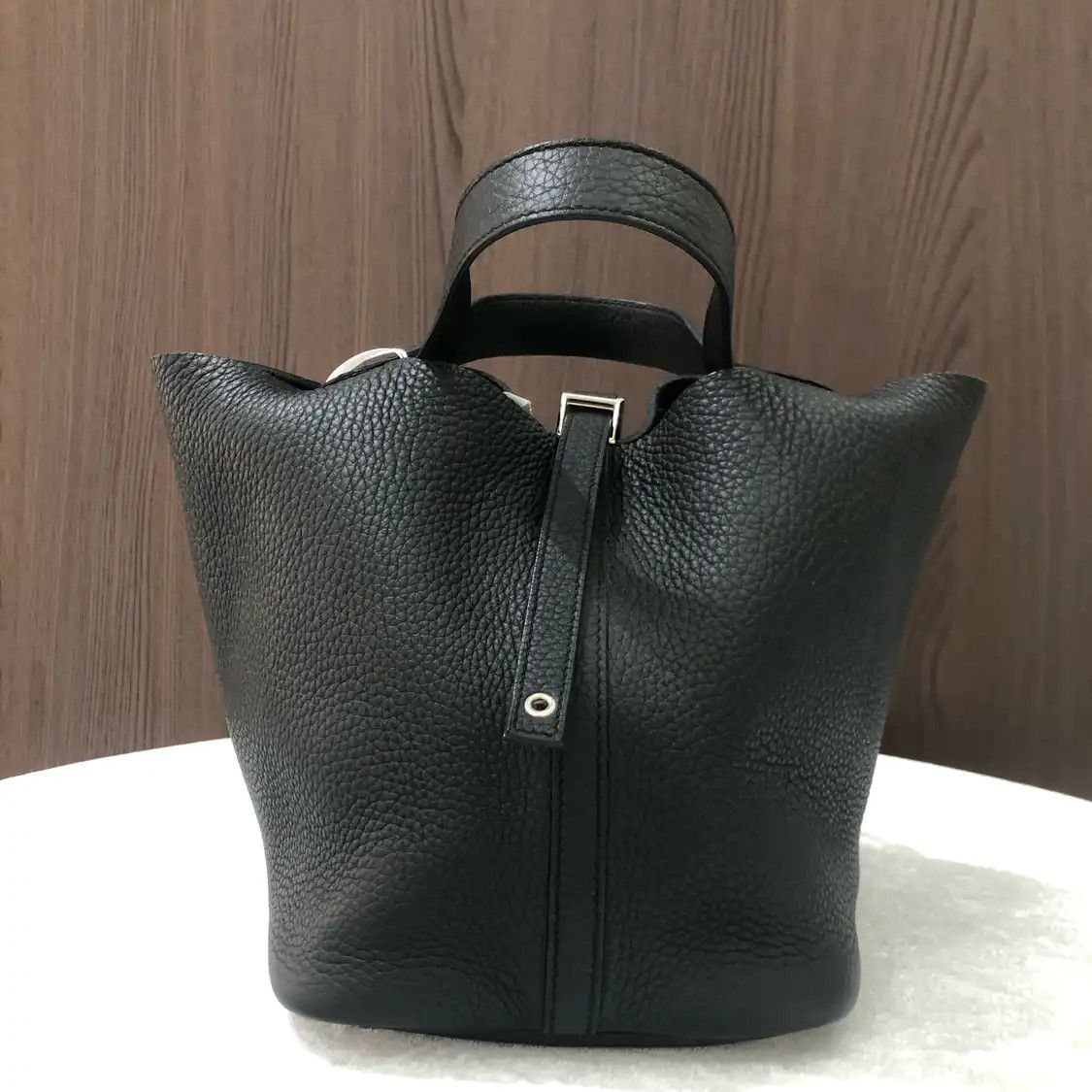 Hermes Hermes Picotin 22 black Clemence cowhide leather picotin handbag silver hardware Size ONE SIZE - 1 Thumbnail