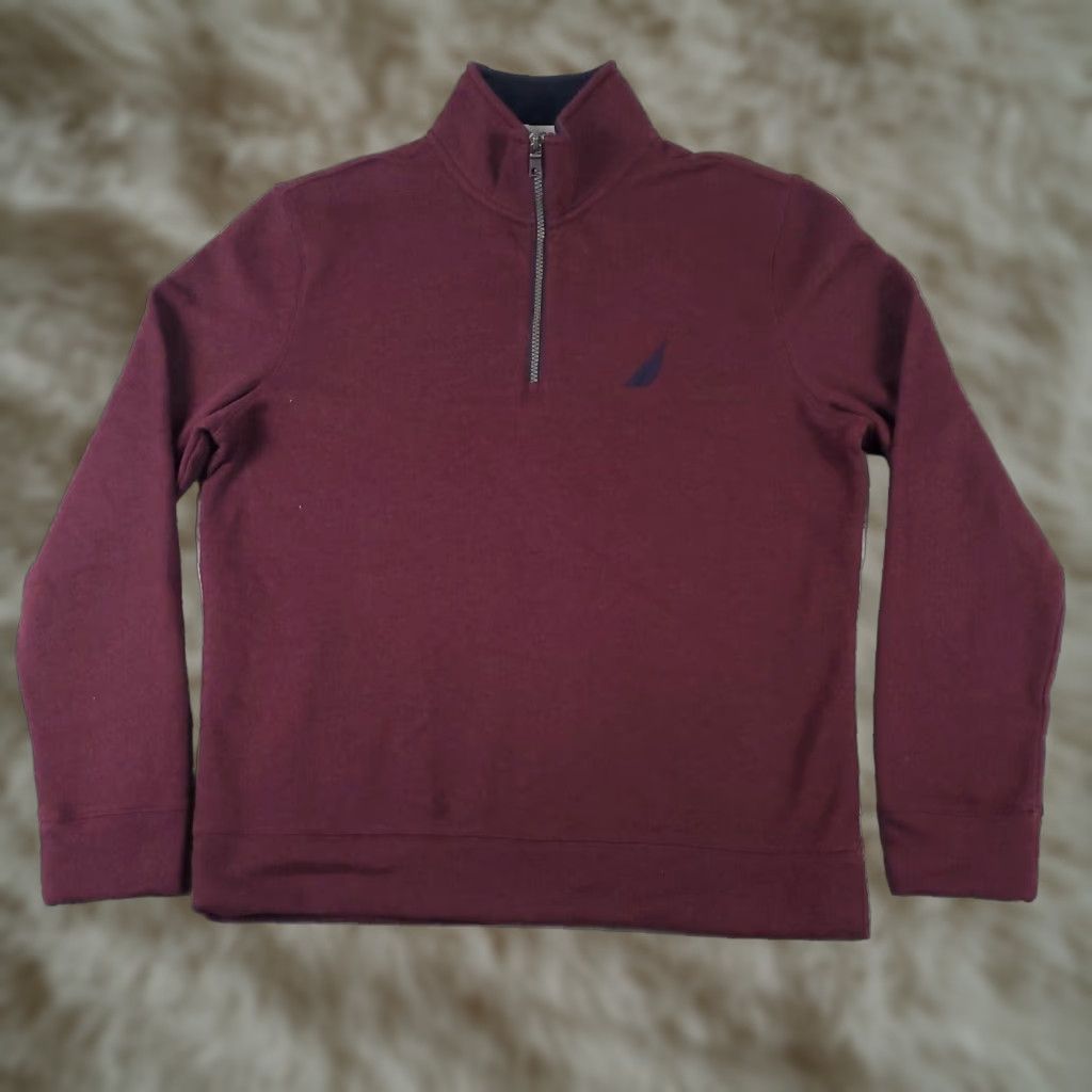 Nautica Nautica Mens Small Purple Sweater Pullover 1/4 Zip Mock Neck Cotton Blend Size US S / EU 44-46 / 1 - 1 Thumbnail