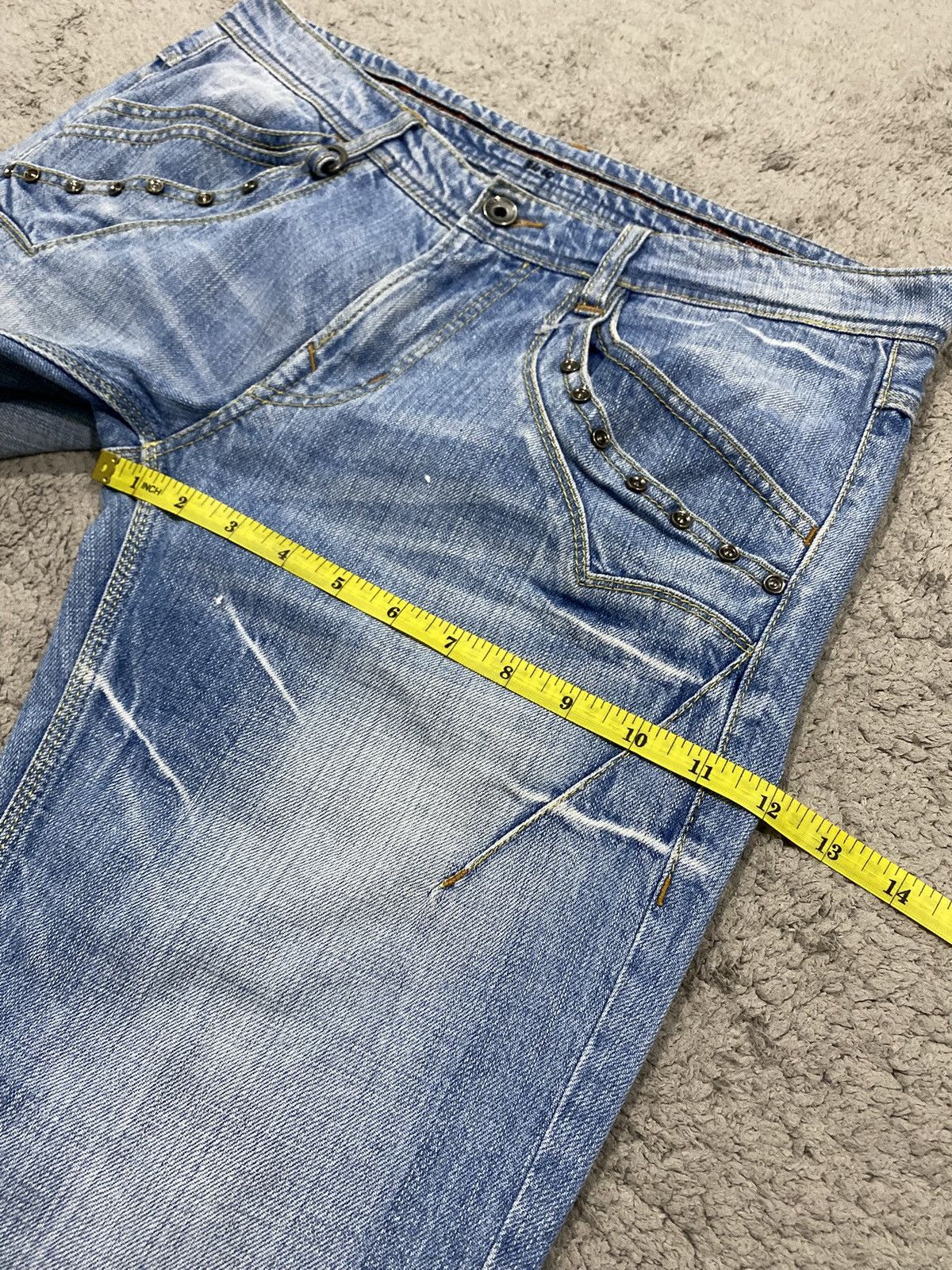 If Six Was Nine Nicole Club For Men Flared Studded Punk Style Jeans Denim Size US 34 / EU 50 - 17 Thumbnail