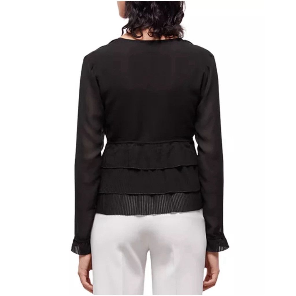 The Kooples NWT The Kooples Black Pleated V-Neck Top Size XS $215 Size XS / US 0-2 / IT 36-38 - 3 Thumbnail
