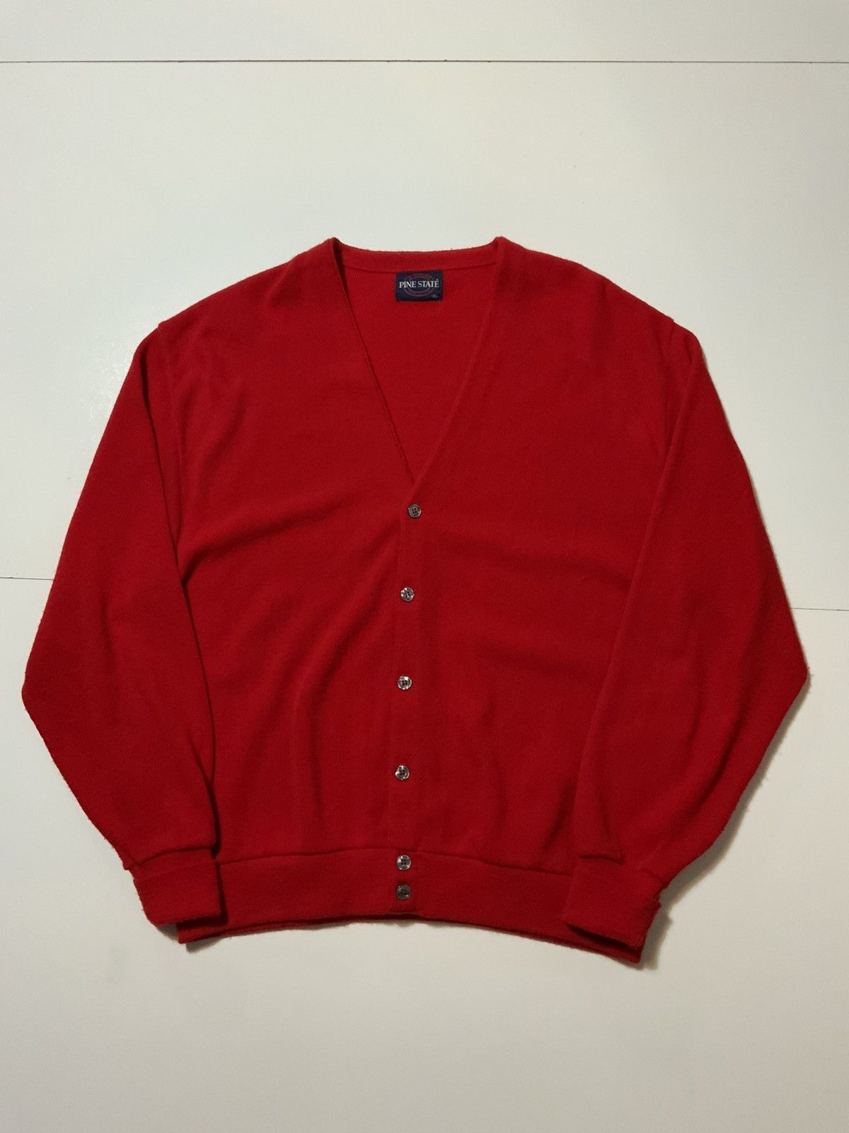 Other Vintage 70s 80s Pine State Red Acrylic Knit Cardigan Sweater Size US XL / EU 56 / 4 - 1 Thumbnail