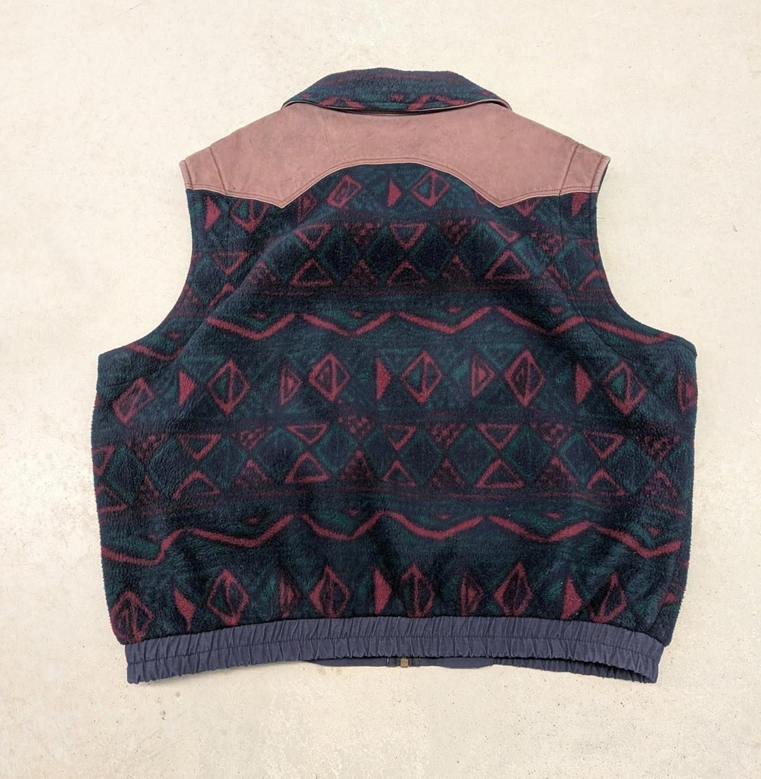 Vintage Vintage 90s Canadian Super Bike Champion Aztec Fleece Vest Size US XL / EU 56 / 4 - 4 Thumbnail